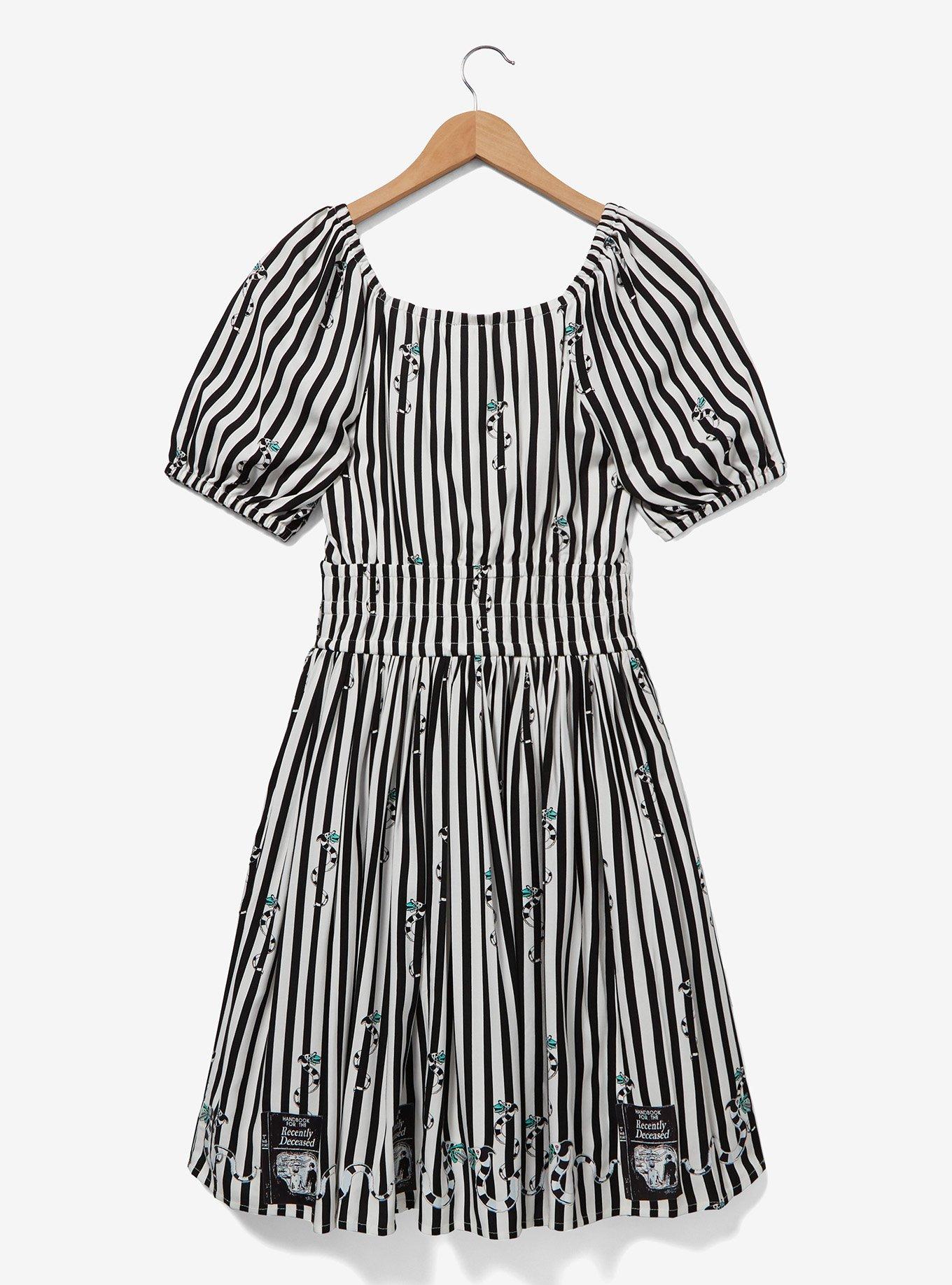 Beetlejuice Sandworm Allover Print Striped Dress — BoxLunch Exclusive, STRIPE - GREEN, alternate