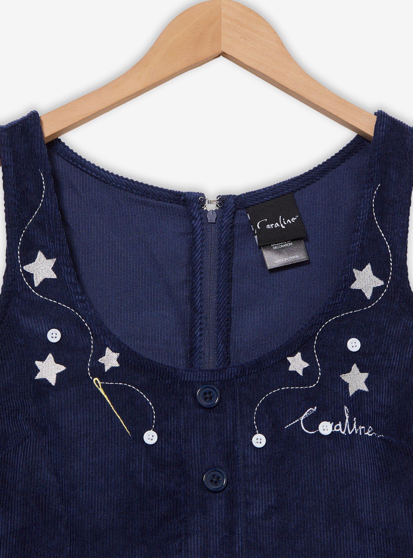 Coraline Embroidered Icons Corduroy Tank Dress - BoxLunch Exclusive, DARK BLUE, alternate