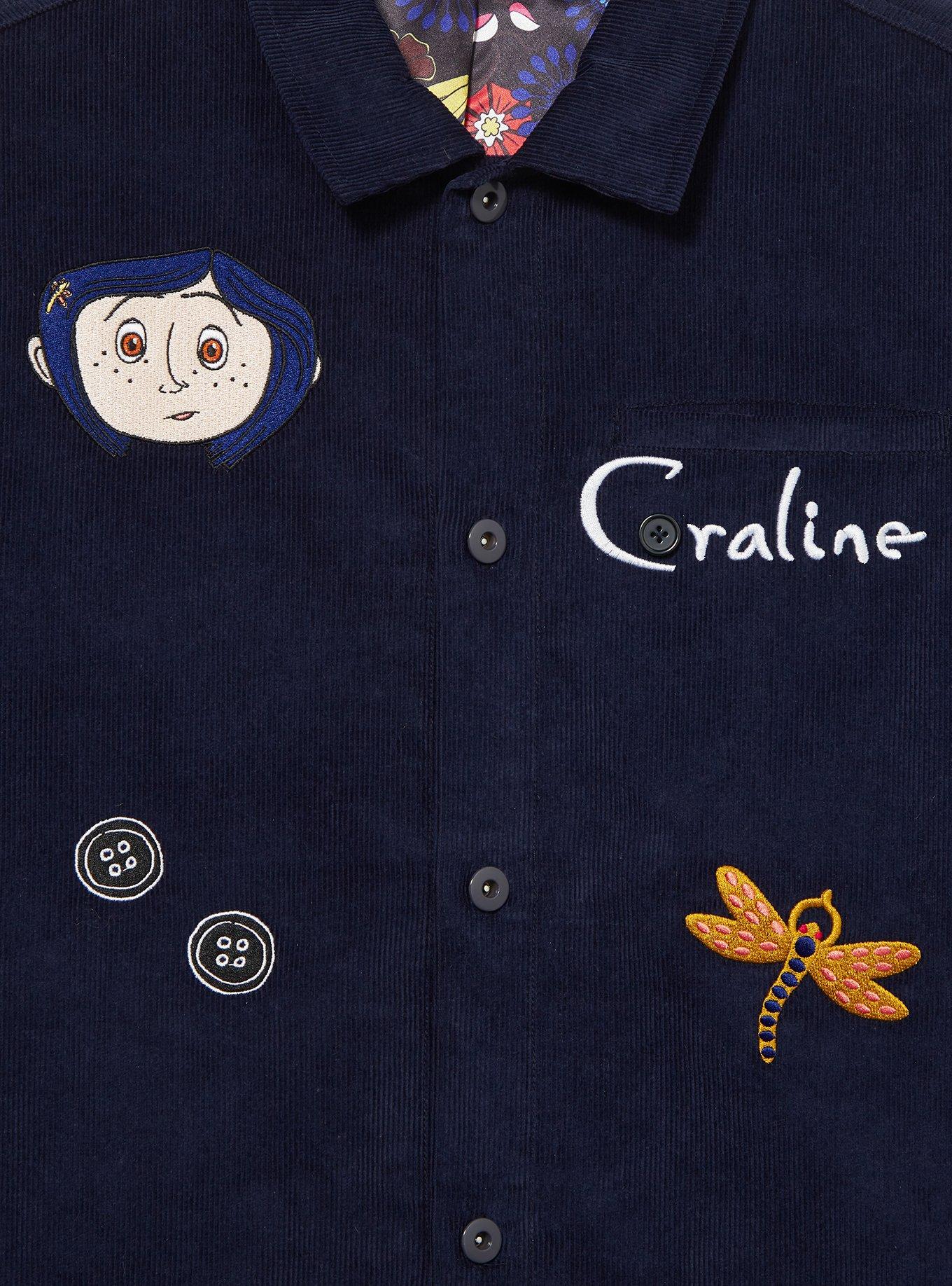 Coraline Embroidered Icons Chore Jacket - BoxLunch Exclusive, BLACK, alternate