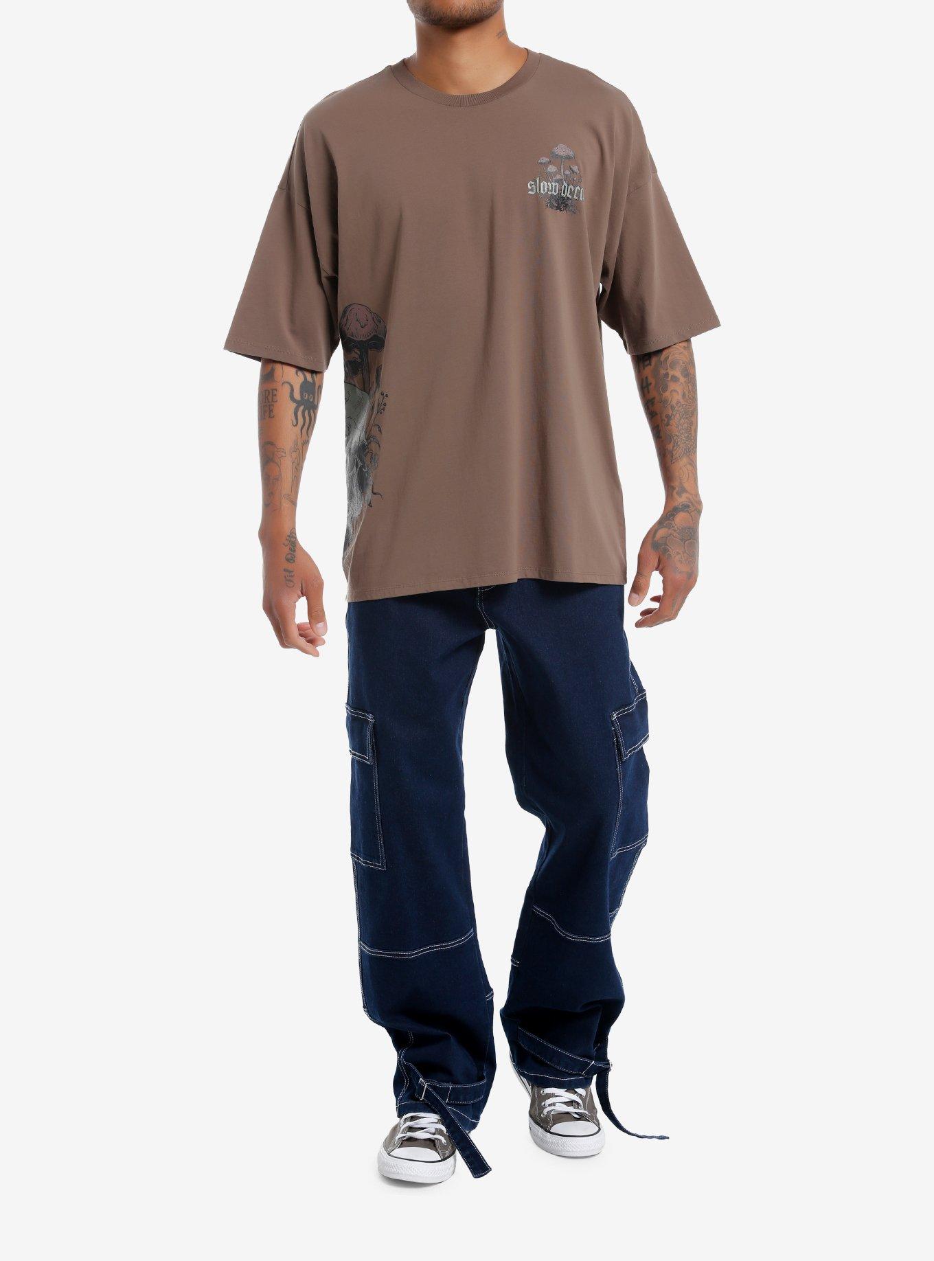 Thorn & Fable Skull Mushroom Oversized T-Shirt, BROWN, alternate