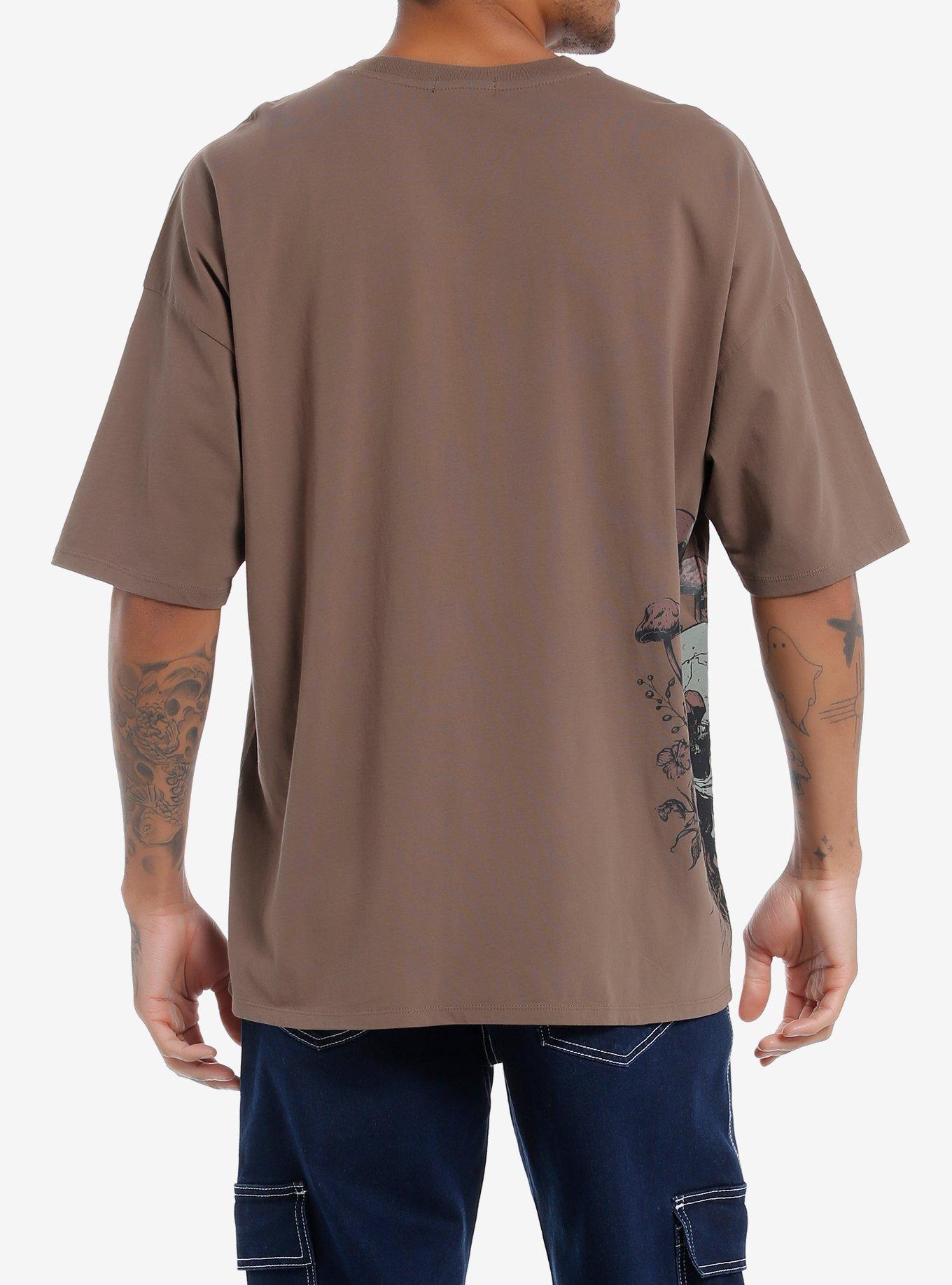 Thorn & Fable Skull Mushroom Oversized T-Shirt, BROWN, alternate