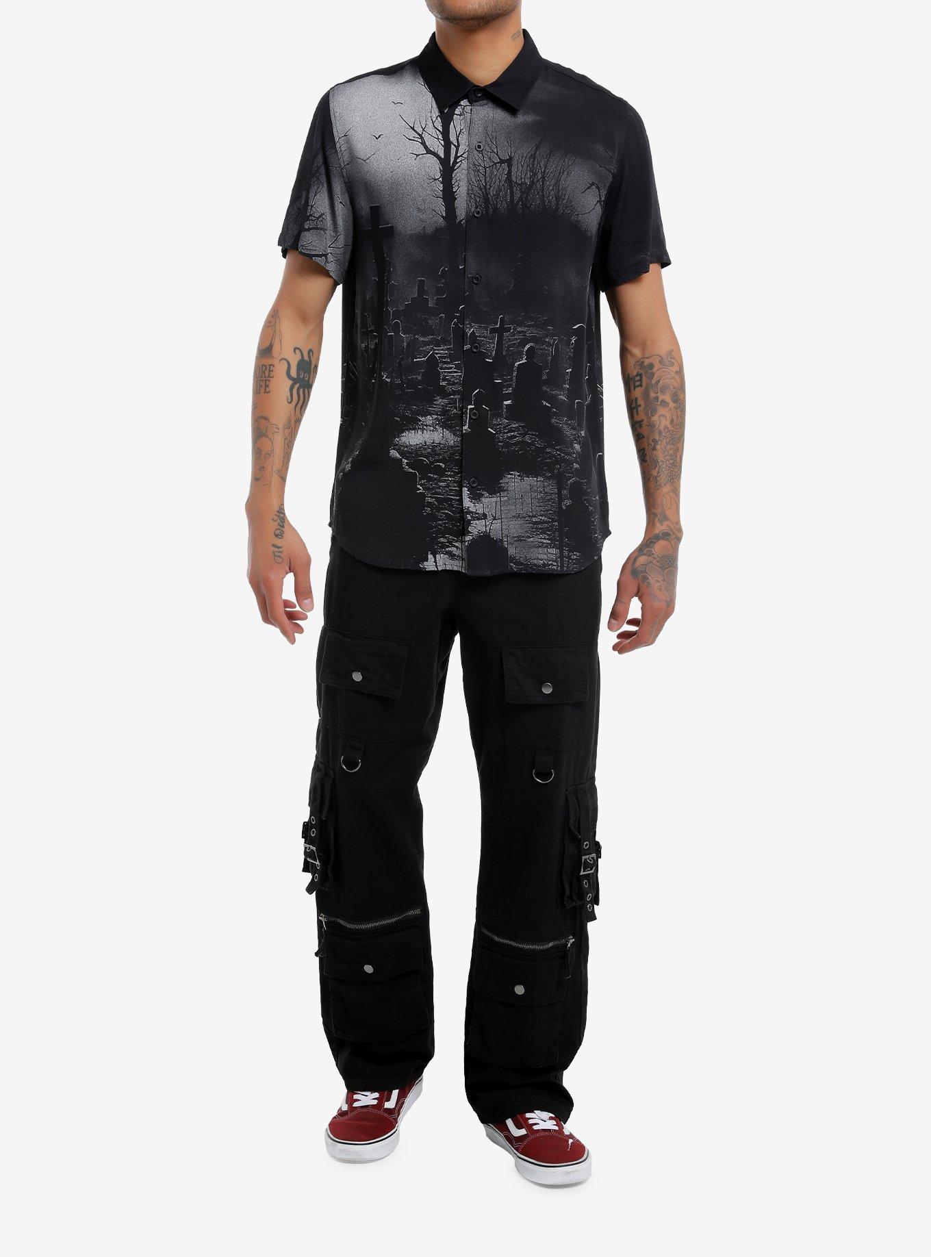 Cemetery Scene Woven Button-Up, , alternate