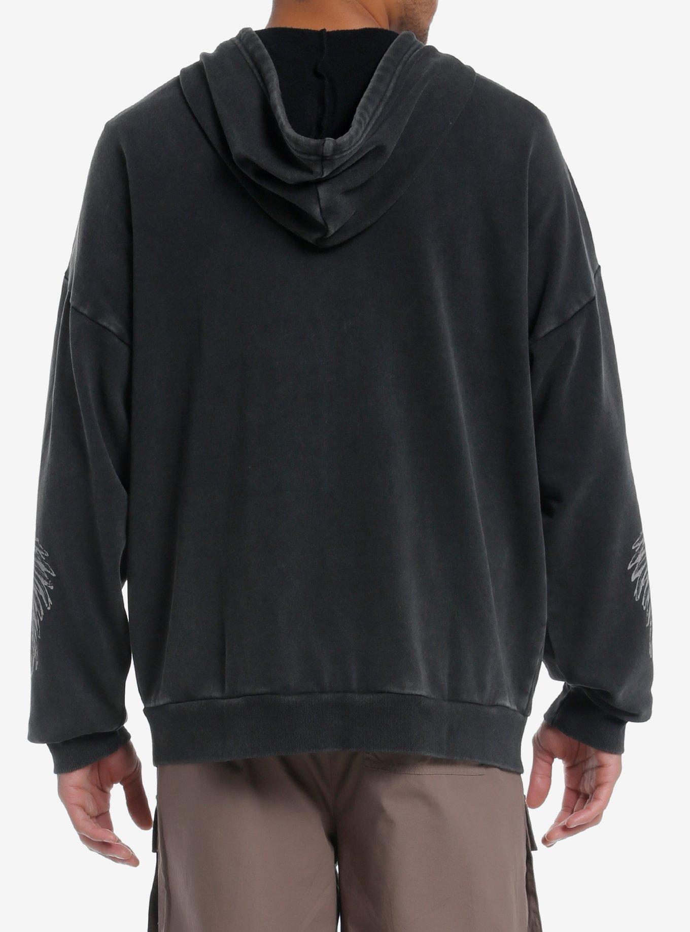 Skull Winged Cross Oversized Hoodie, , alternate