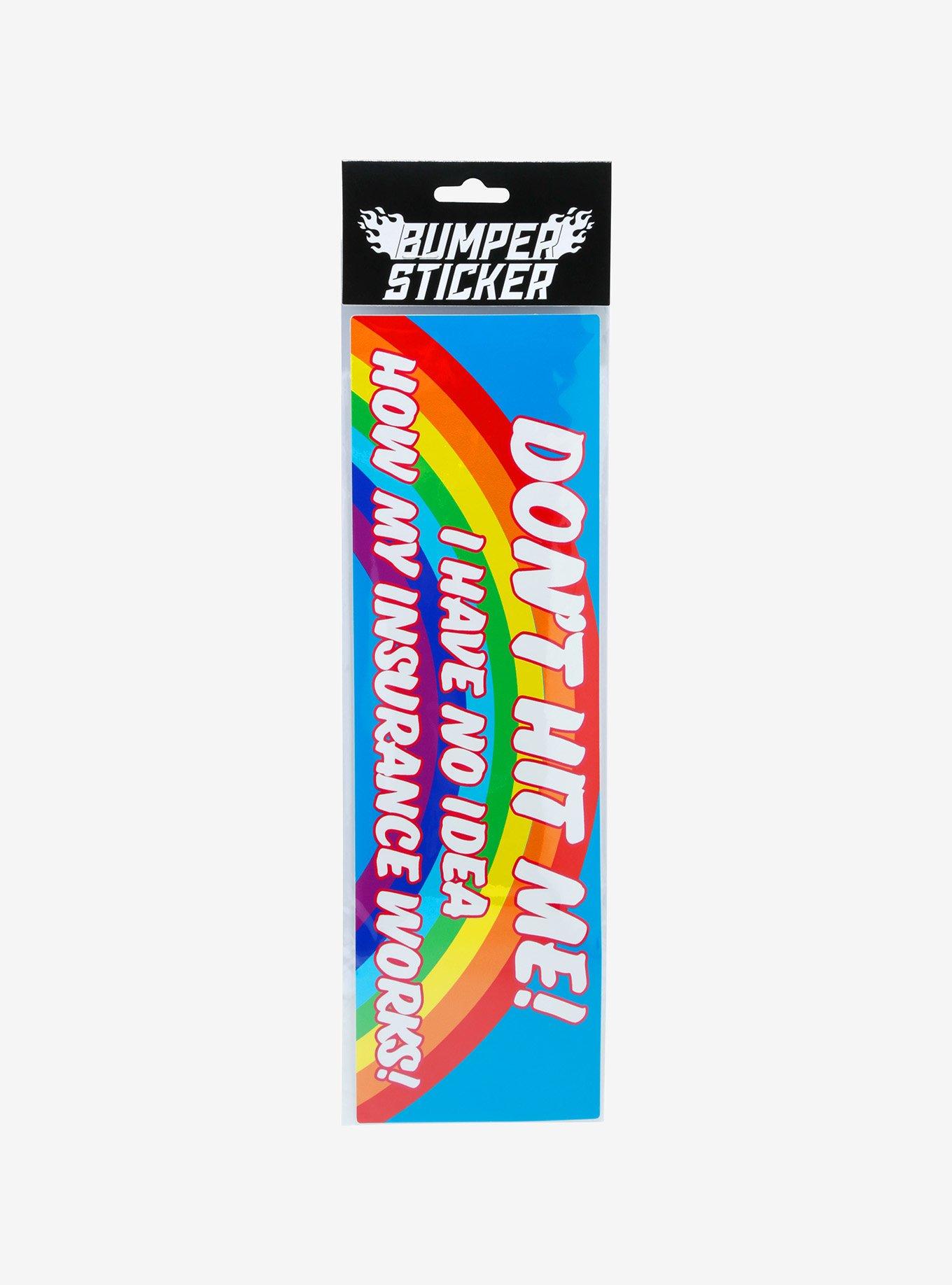 Don't Hit Me Rainbow Bumper Sticker, , alternate