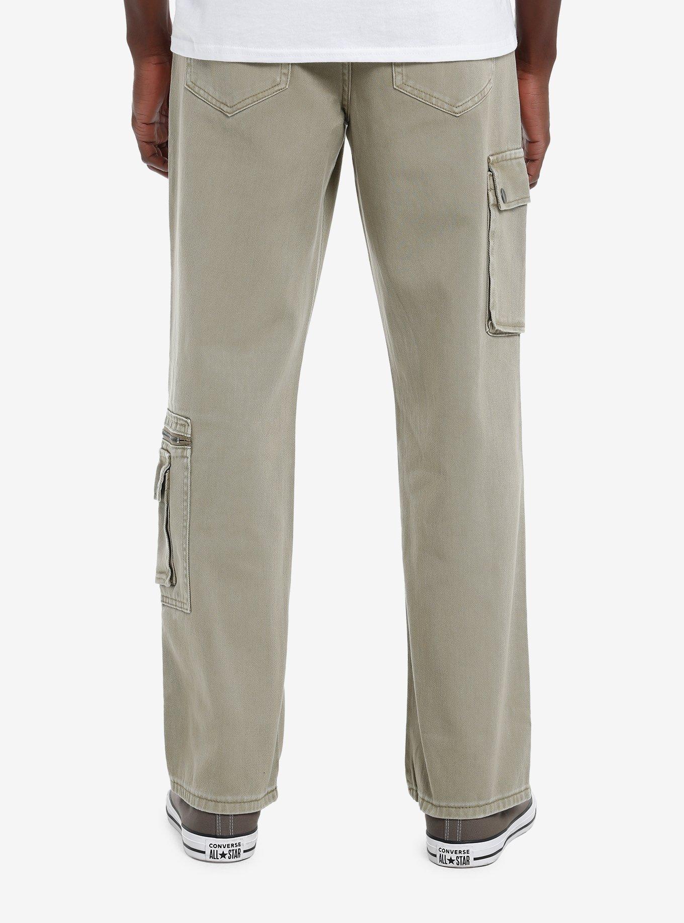 Thorn & Fable Tan Straight Leg Cargo Denim Pants, , hi-res