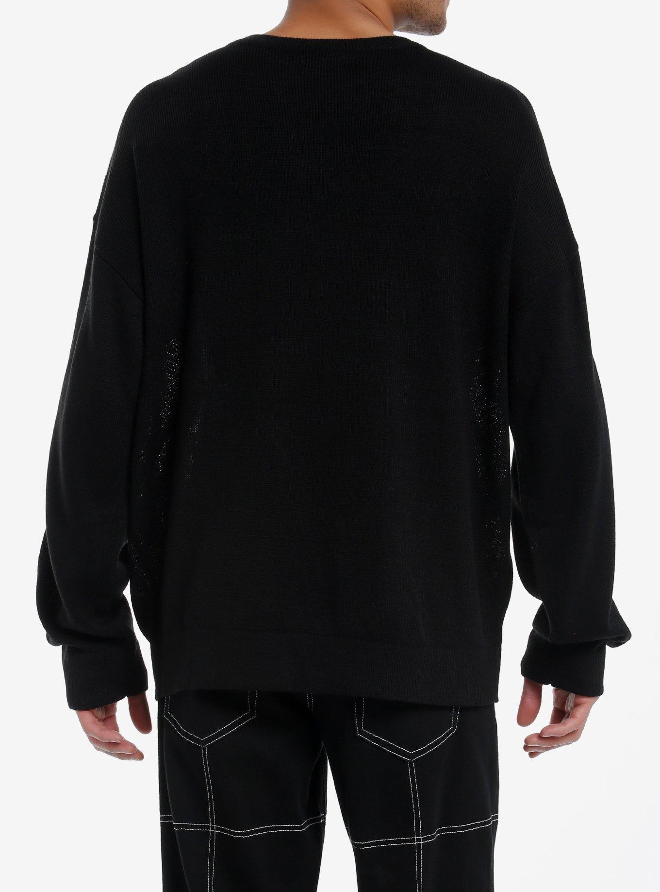 Social Collision Red & Black Stripe Star Sweater, RED, alternate
