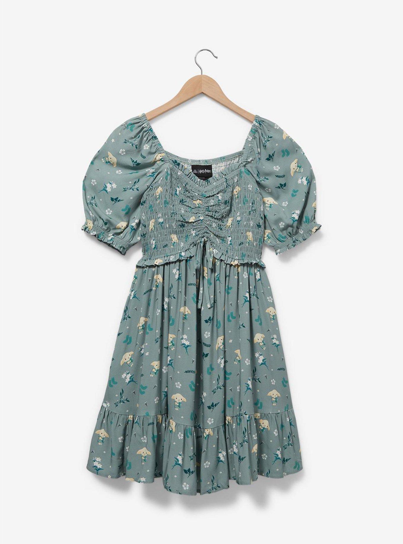 Harry Potter Dobby Floral Allover Print Smock Dress, SEAFOAM GREEN, alternate