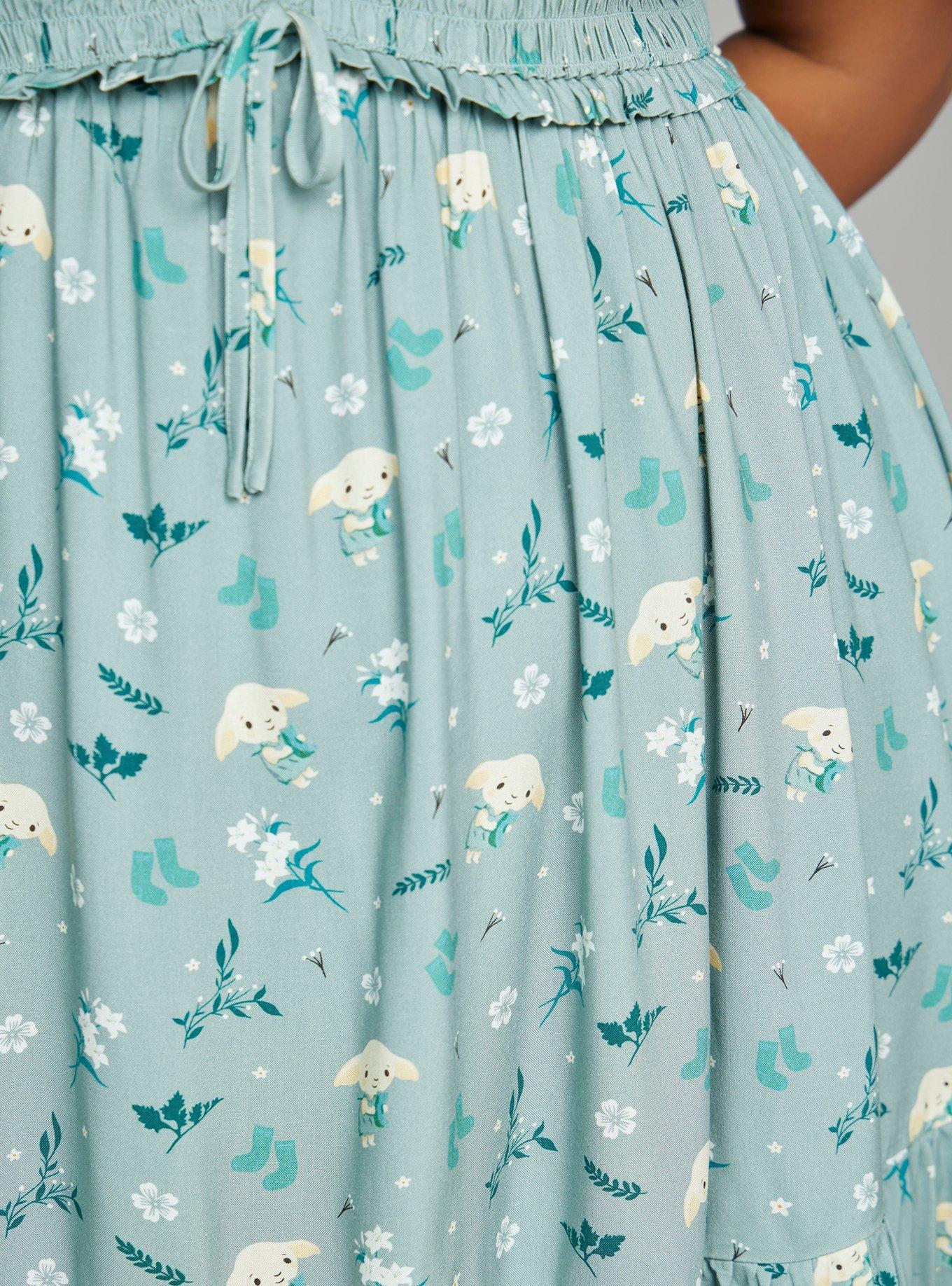 Harry Potter Dobby Floral Allover Print Smock Dress Plus Size, SEAFOAM GREEN, alternate