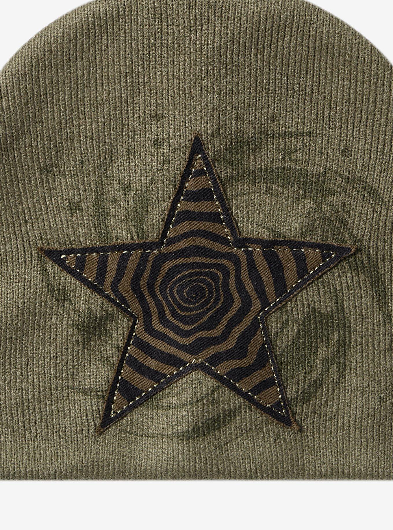 Green Star Swirl Grunge Beanie