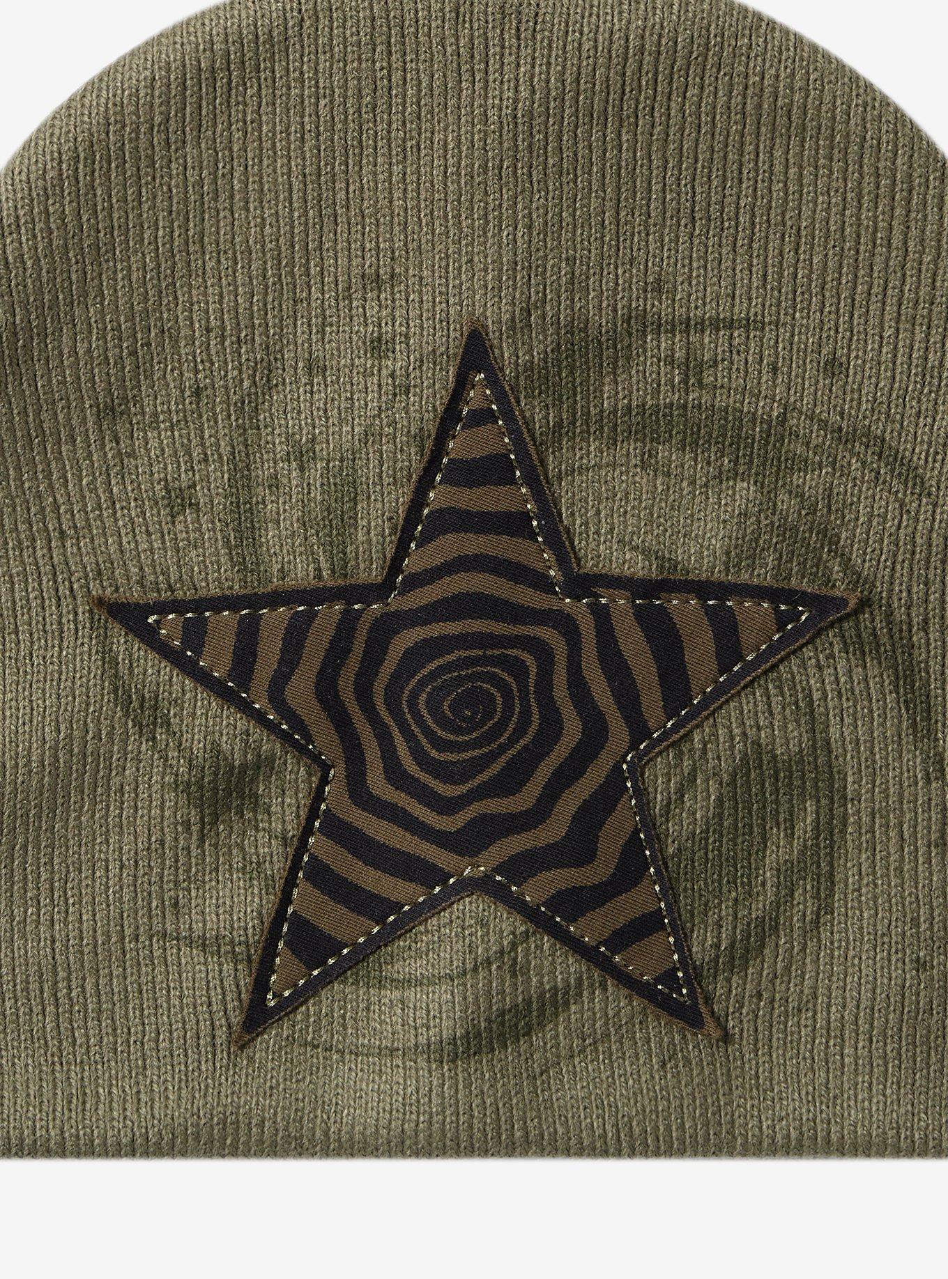 Green Star Swirl Grunge Beanie, , alternate