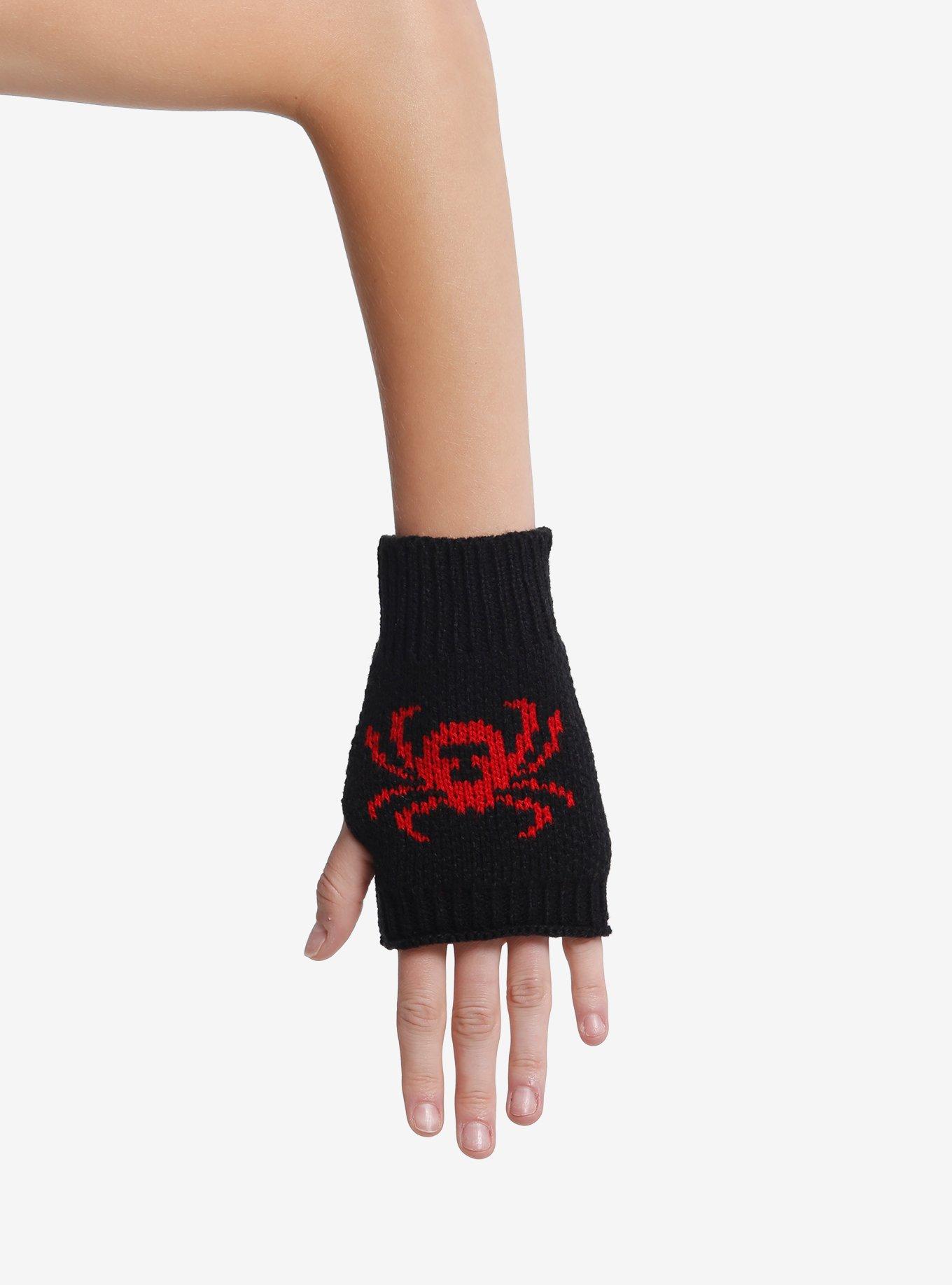 Red Spider Fingerless Gloves, , hi-res