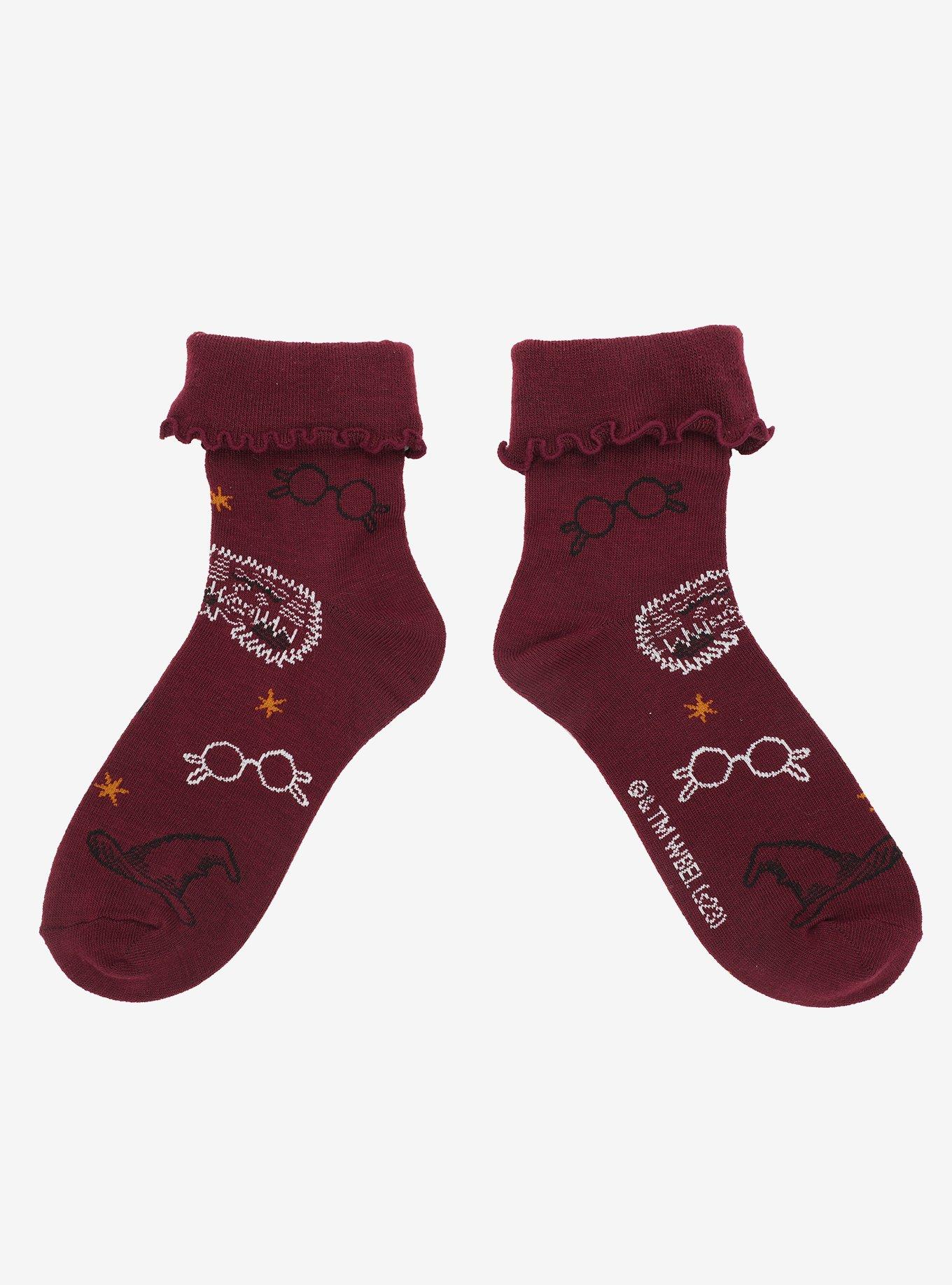 Harry Potter Hogwarts Ruffle Ankle Socks 3 Pair, , alternate