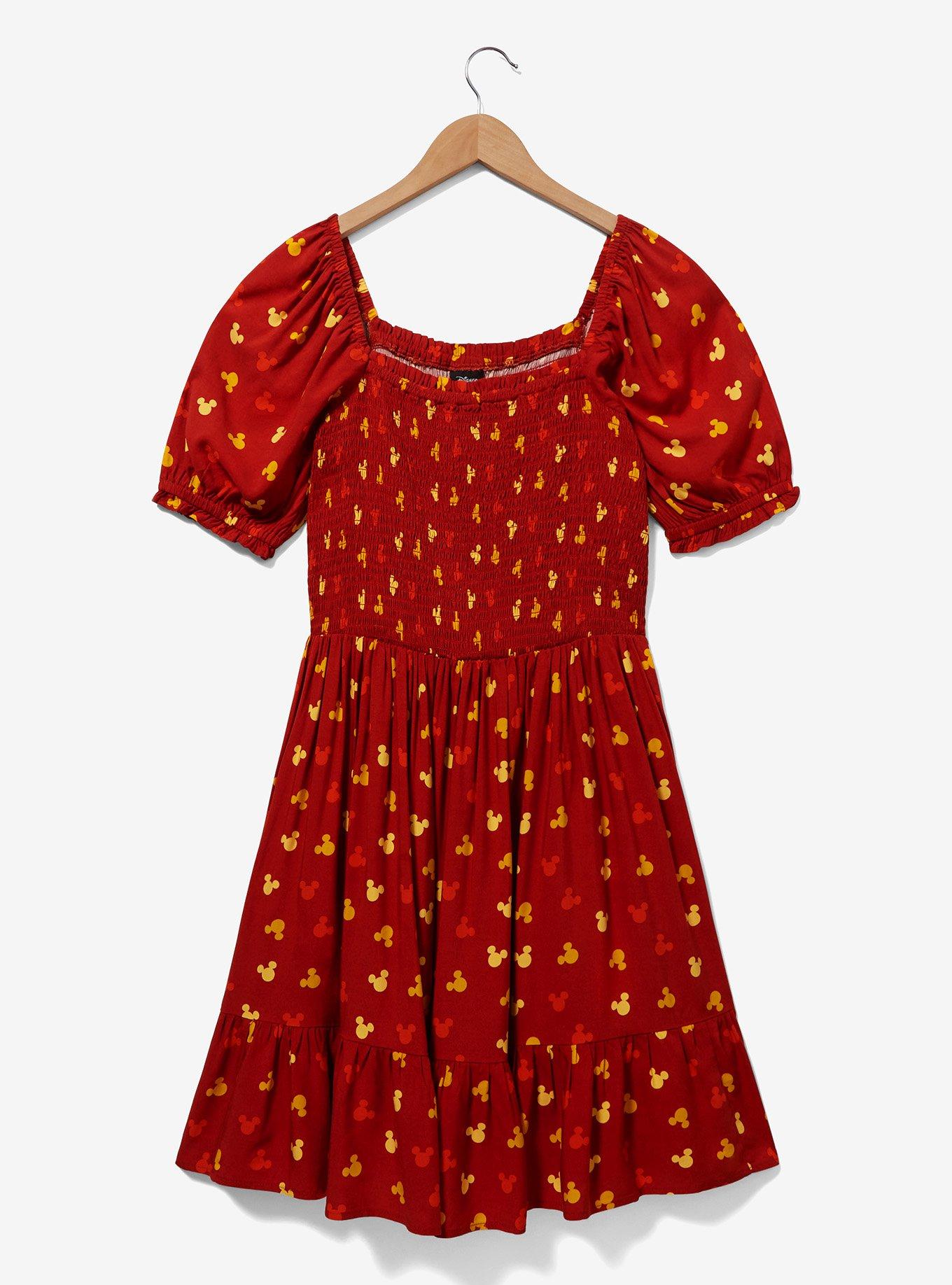 Her Universe Disney Mickey Mouse Sunset Allover Print Dress &mdash; BoxLunch Exclusive, RUST, alternate