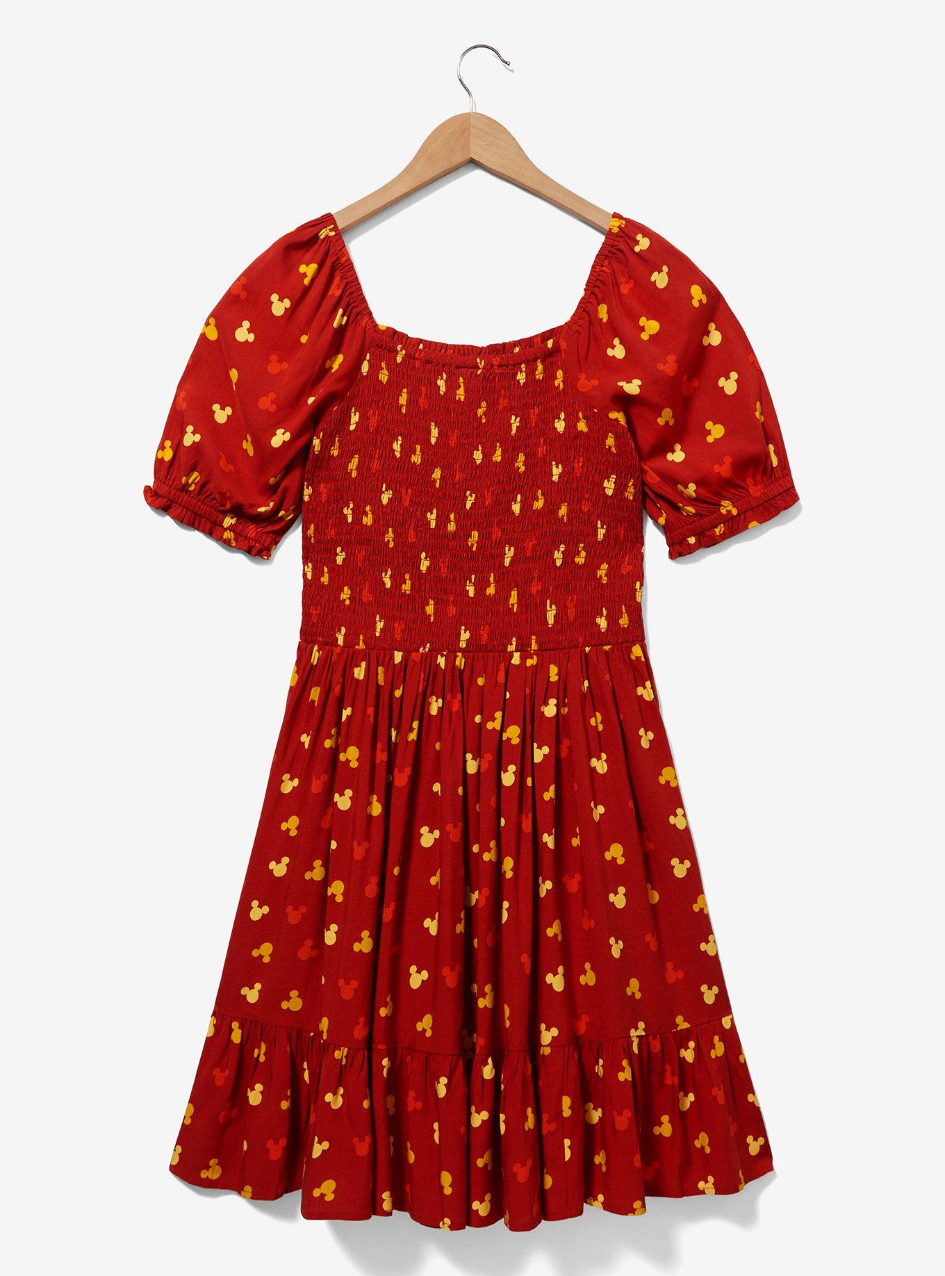 Her Universe Disney Mickey Mouse Sunset Allover Print Dress &mdash; BoxLunch Exclusive, RUST, alternate
