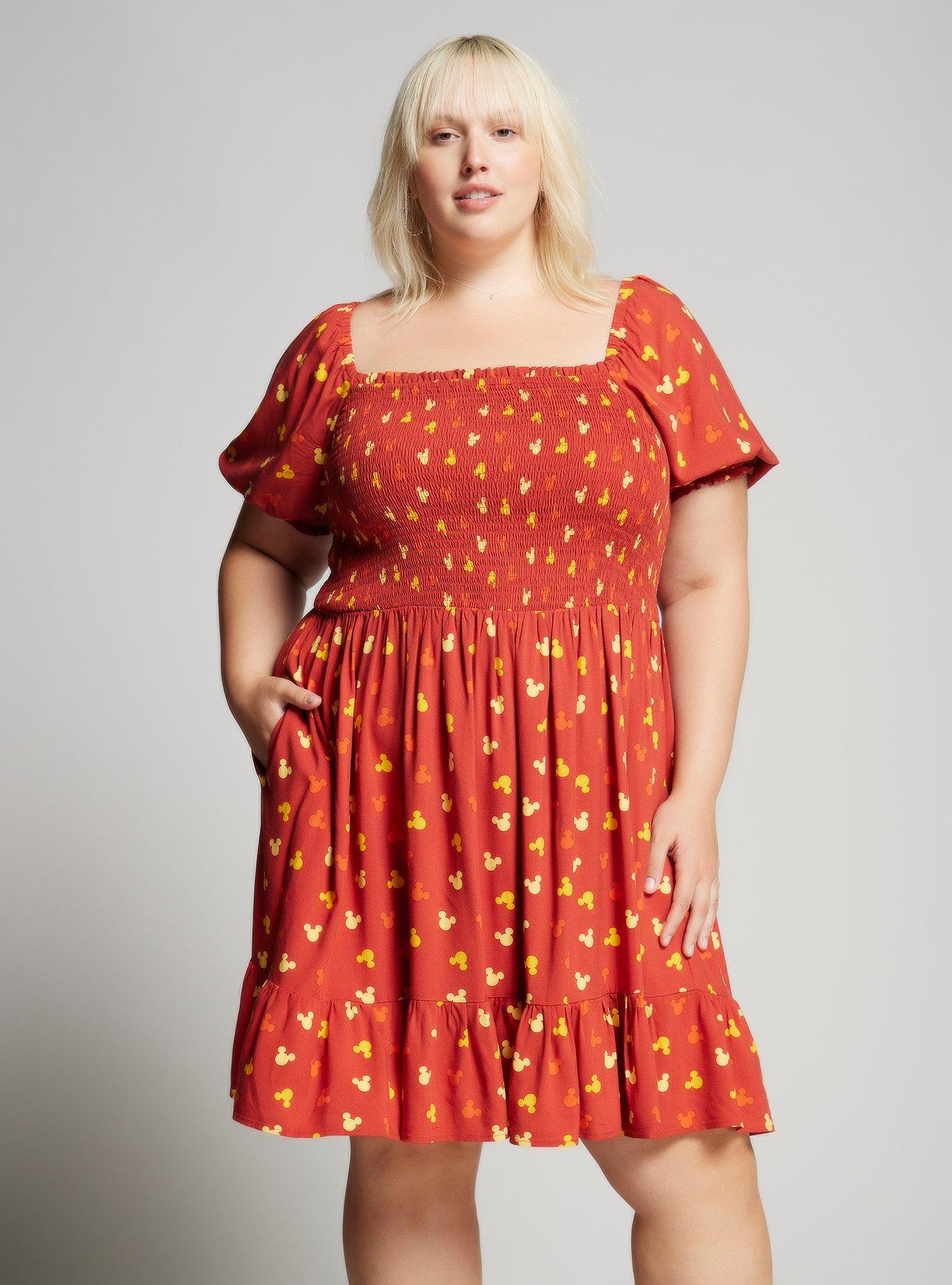 Her Universe Disney Mickey Mouse Sunset Allover Print Plus Size Dress — BoxLunch Exclusive