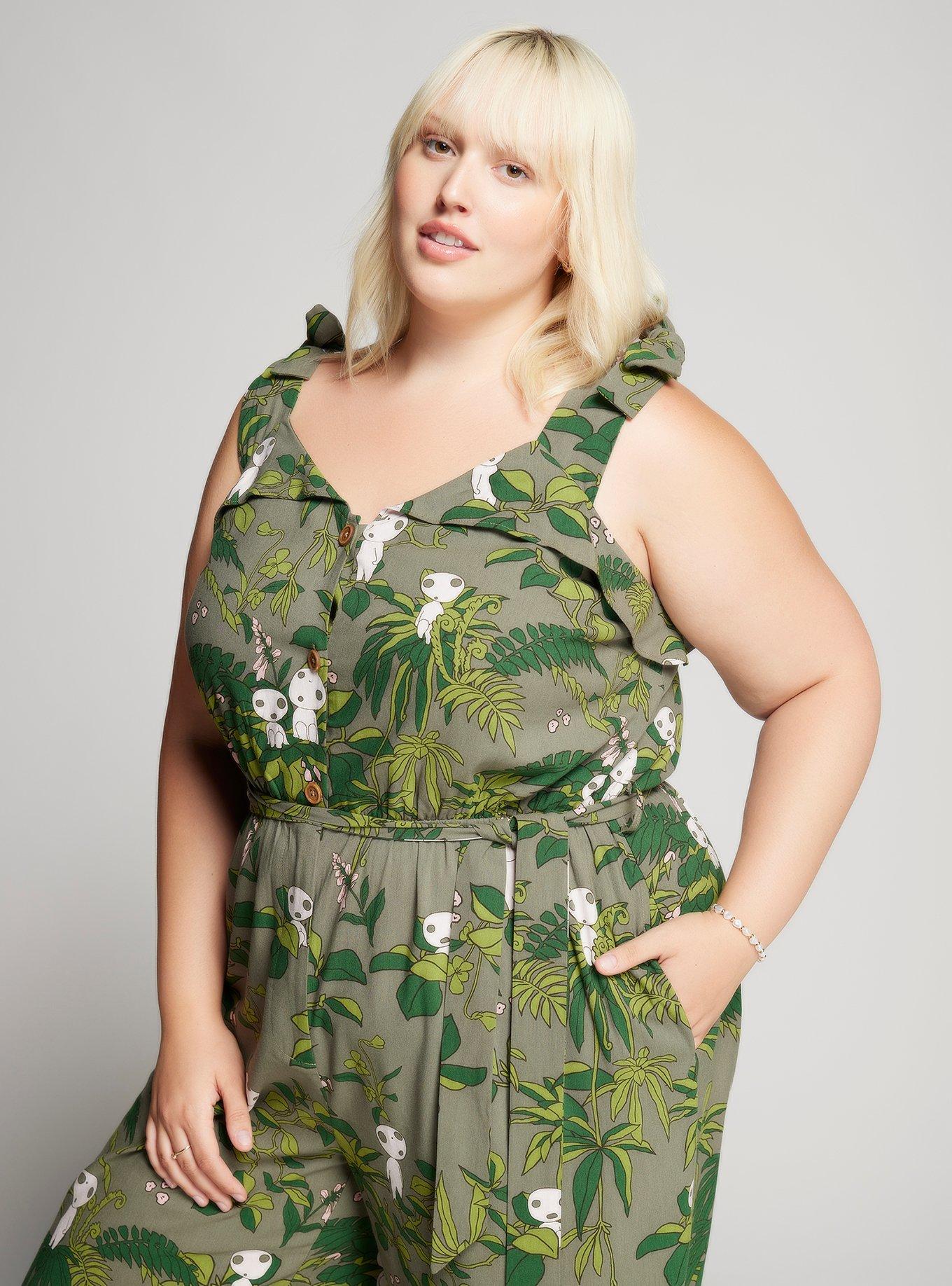 Her Universe Studio Ghibli Princess Mononoke Kodama Allover Print Plus Size Jumpsuit - BoxLunch Exclusive, NAVY, alternate