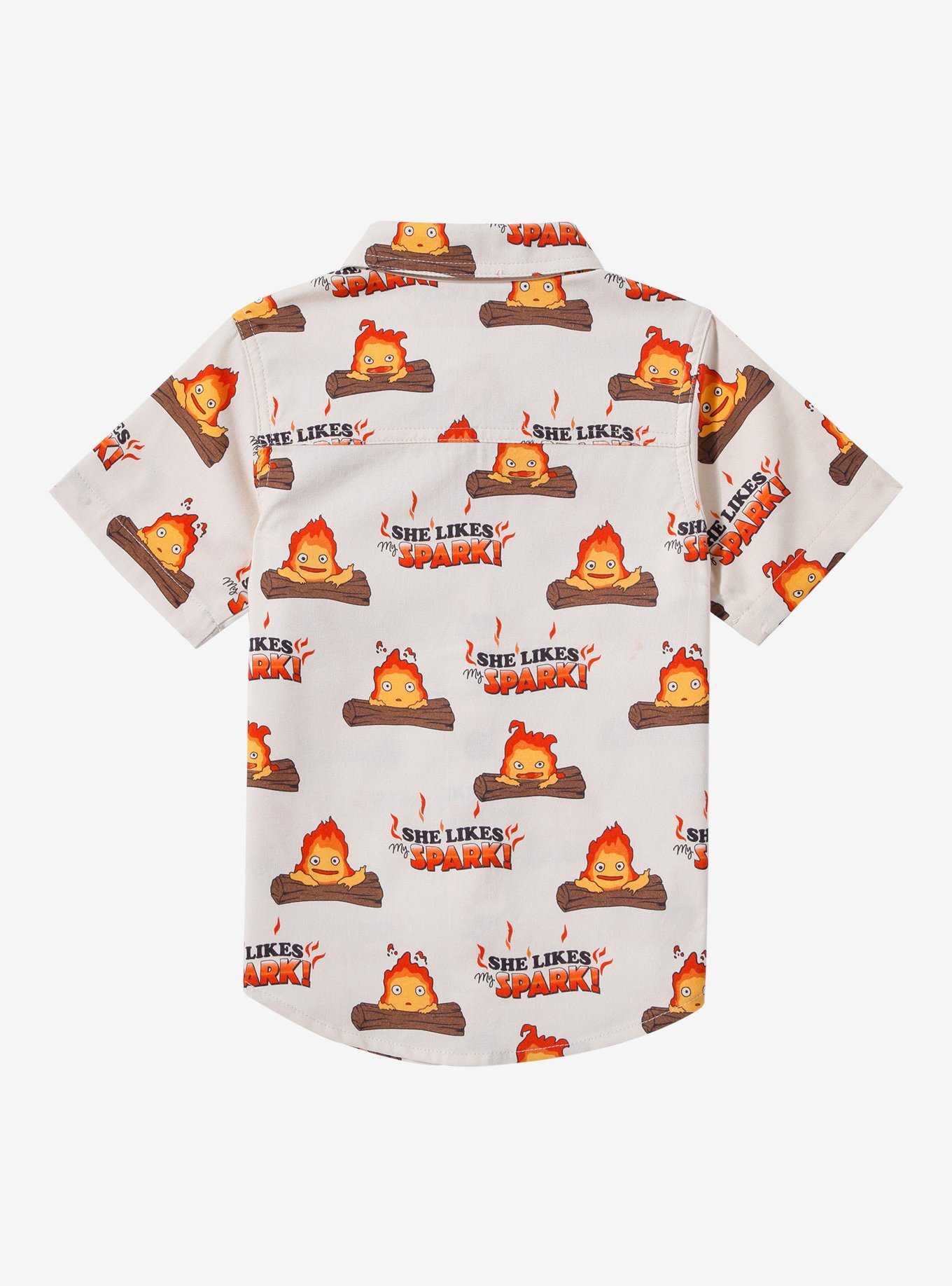 Studio Ghibli Howl's Moving Castle Calcifer Allover Print Woven Toddler Shirt — BoxLunch Exclusive, , hi-res