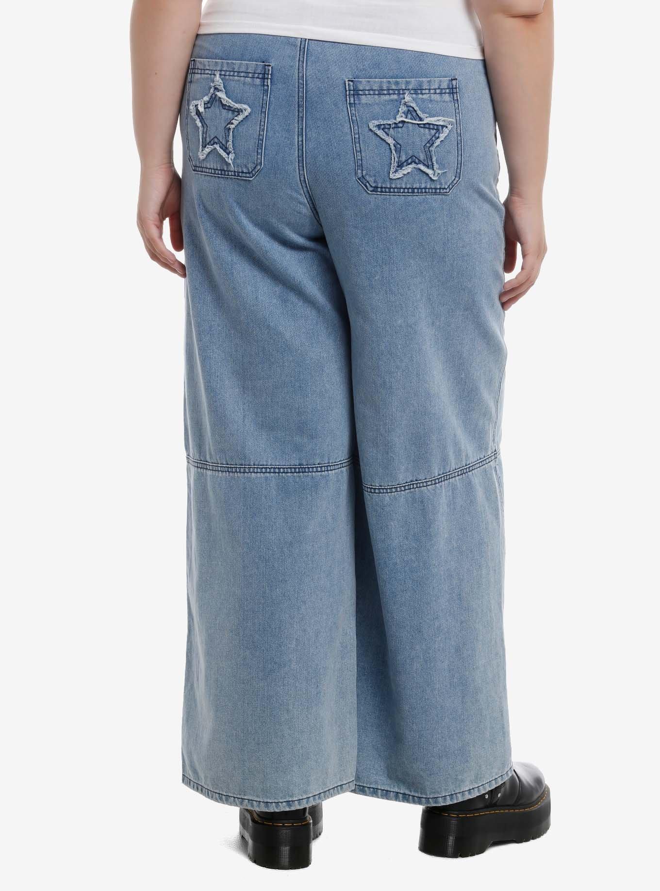 Coraline Spray Paint Wide-Leg Cargo Jeans Plus Size, , hi-res