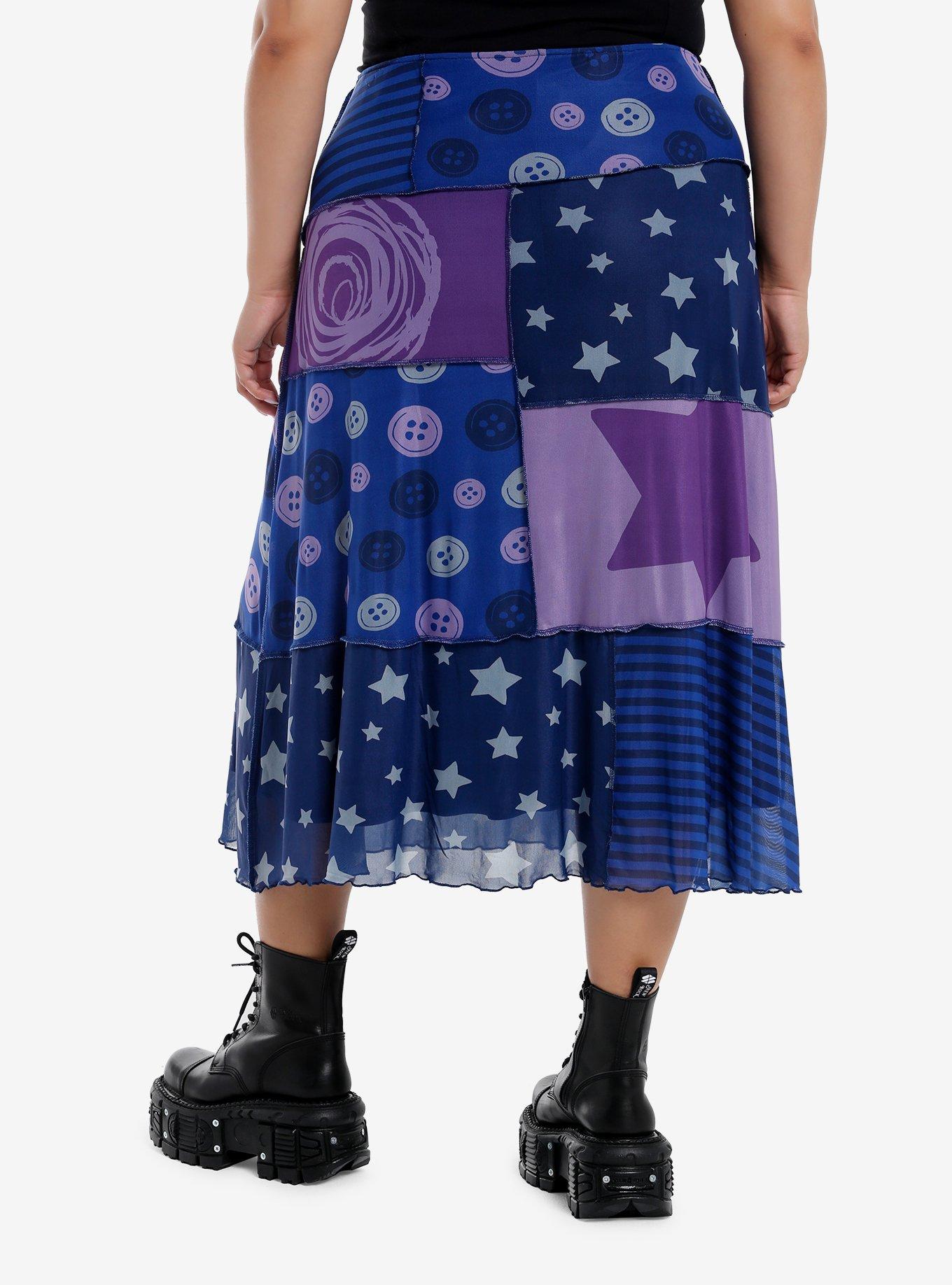 Coraline Patchwork Mesh Maxi Skirt Plus Size, MULTI, alternate