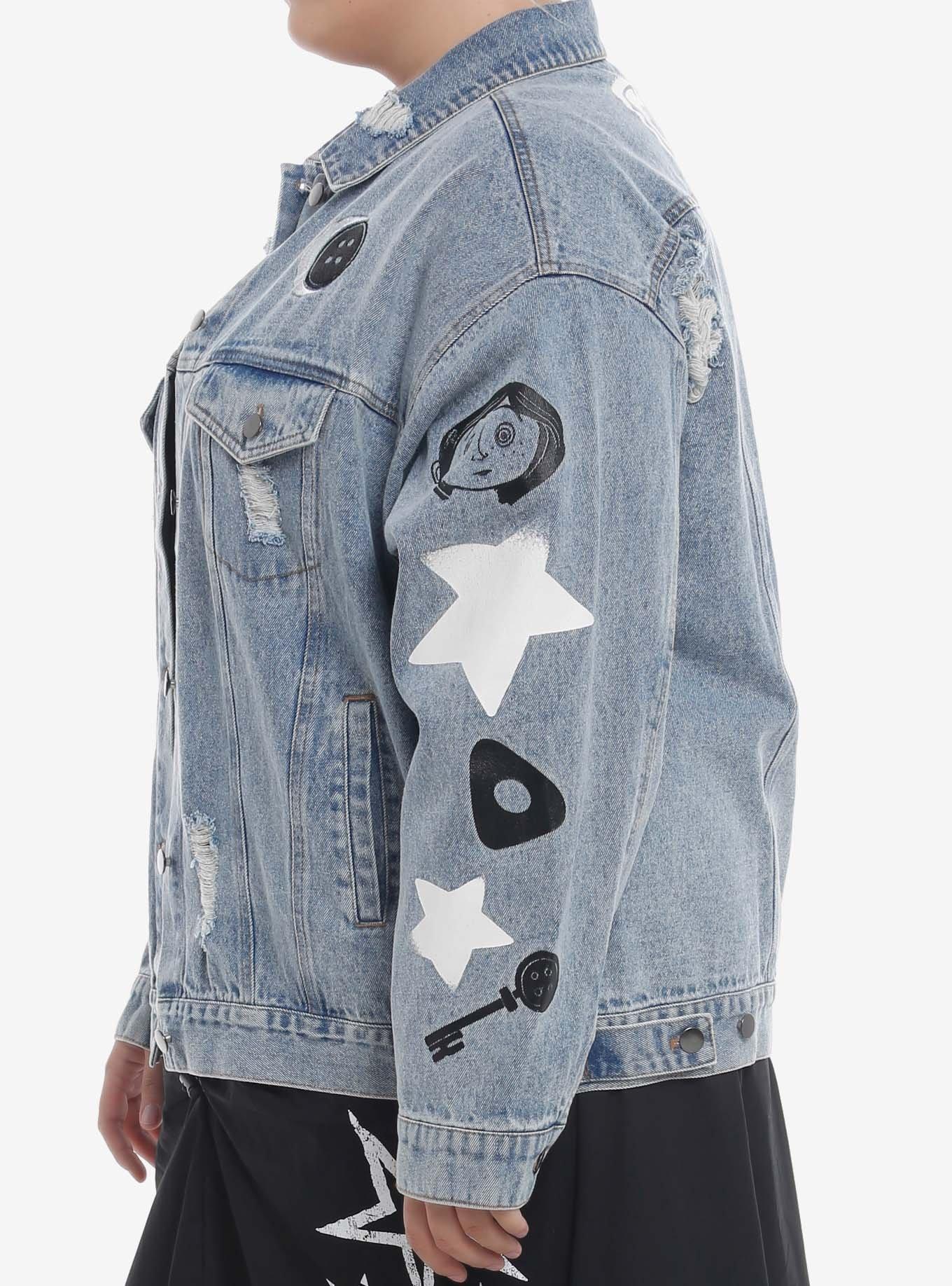 Coraline Art Girls Jean Jacket Plus Size, MULTI, alternate
