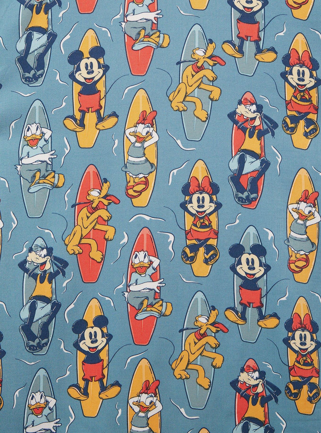 Disney Mickey and Friends Surfboard Summer Woven Shirt &mdash; BoxLunch Exclusive, BLUE, alternate