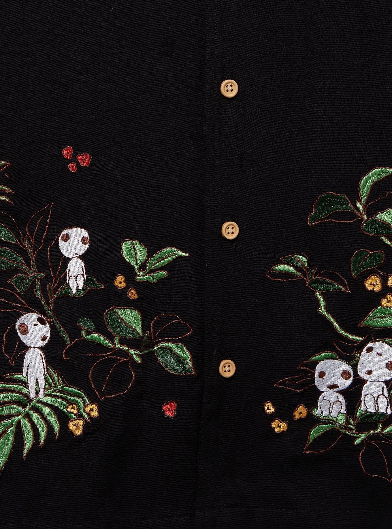 Studio Ghibli Princess Mononoke Kodama Woven Button-Up - BoxLunch Exclusive, BLACK, alternate