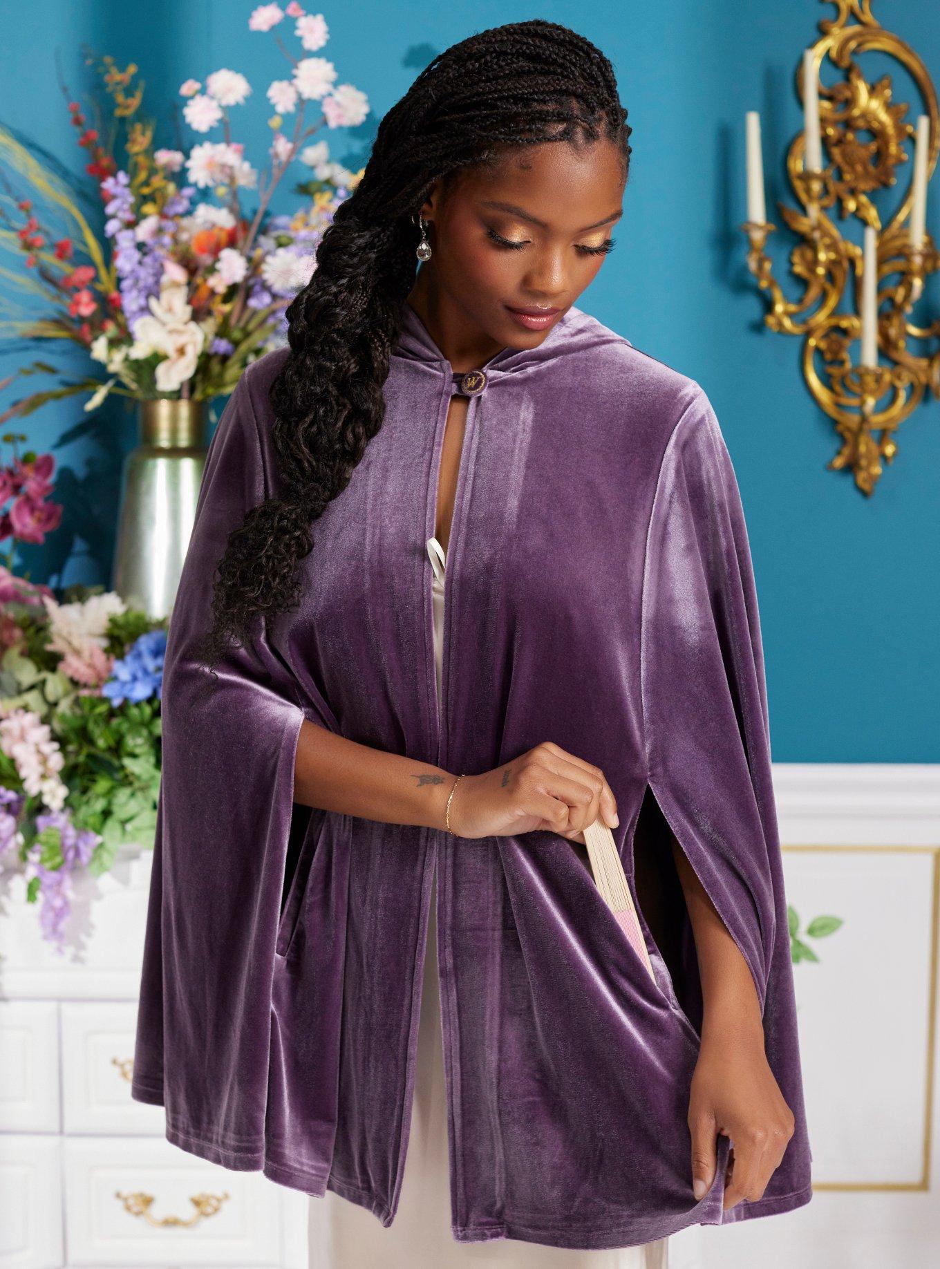 Her Universe Bridgerton Lady Whistledown Velvet Cape Her Universe Exclusive, DUSKY PURPLE, alternate