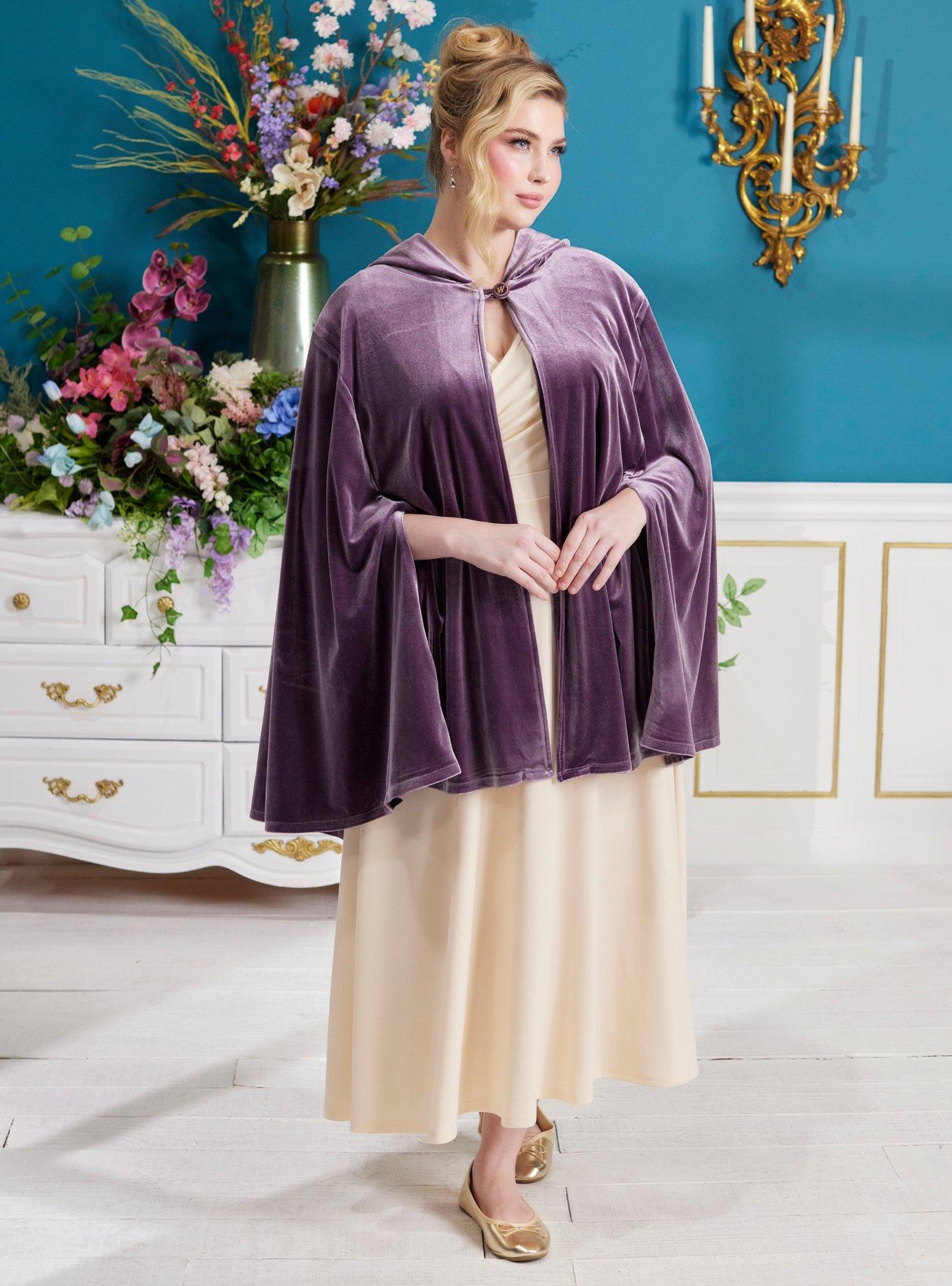 Her Universe Bridgerton Lady Whistledown Velvet Cape Plus Size Her Universe Exclusive, DUSKY PURPLE, alternate