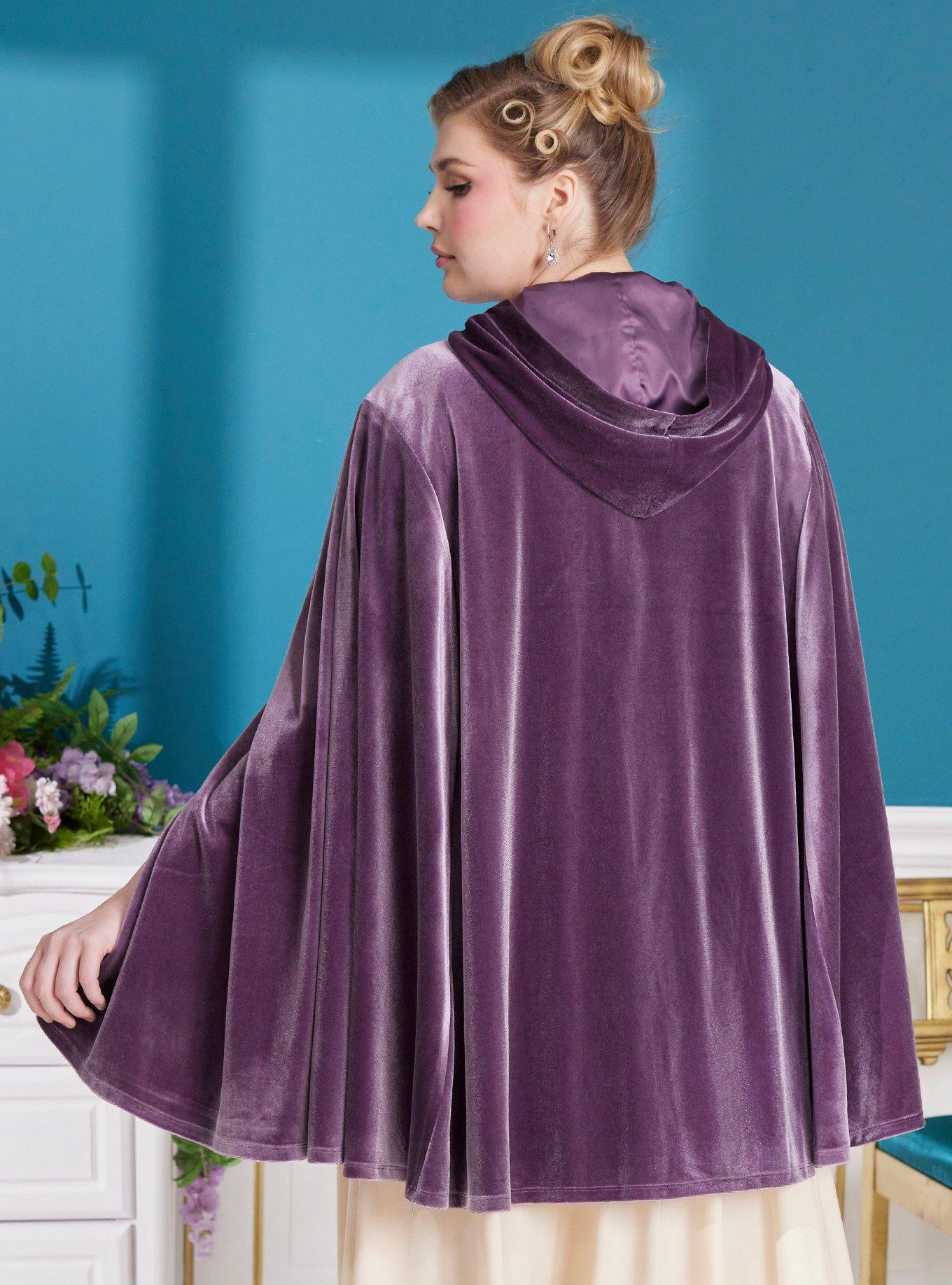 Her Universe Bridgerton Lady Whistledown Velvet Cape Plus Size Her Universe Exclusive, DUSKY PURPLE, alternate