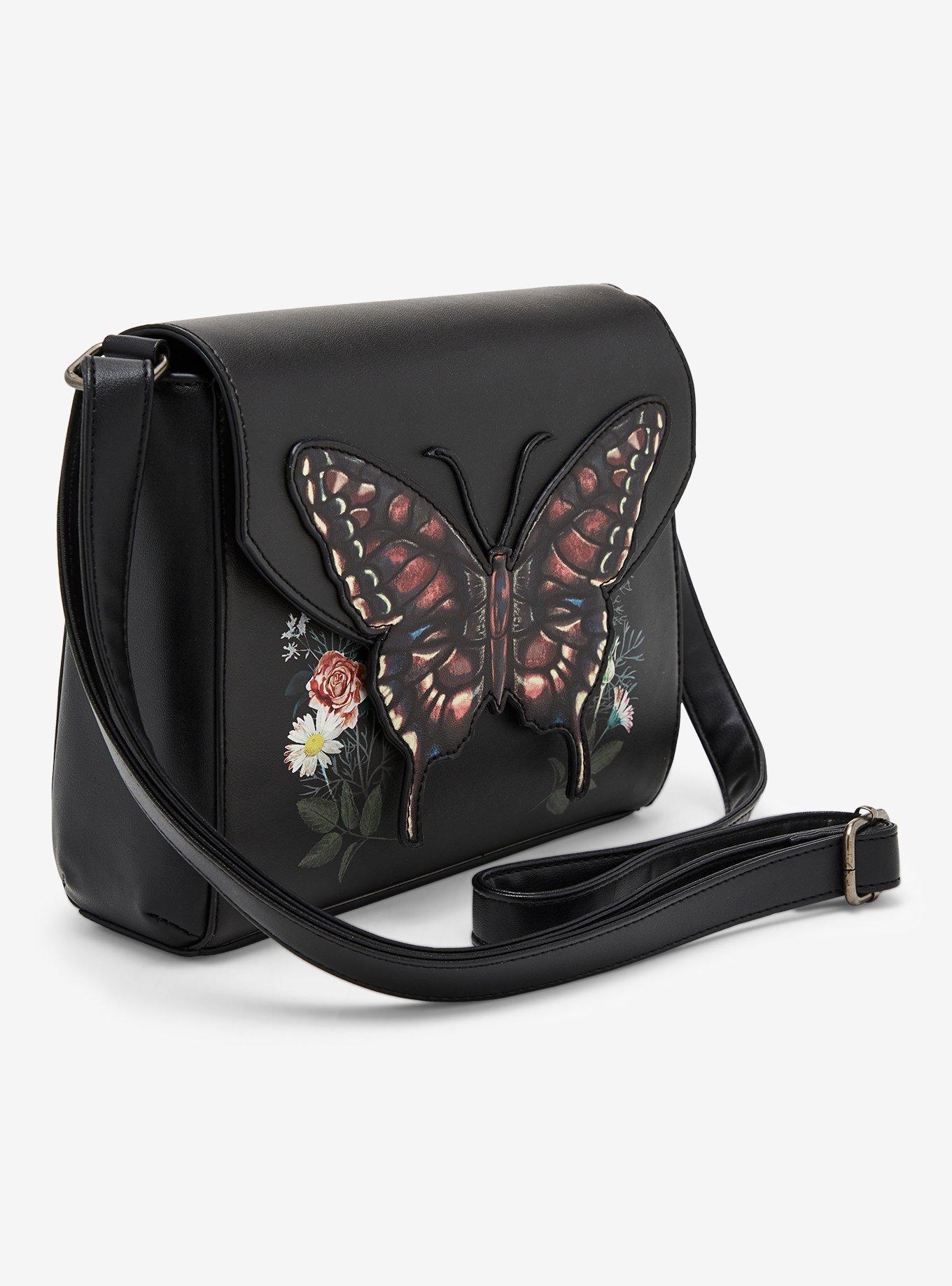 Dark Butterfly Floral Crossbody Bag, , hi-res