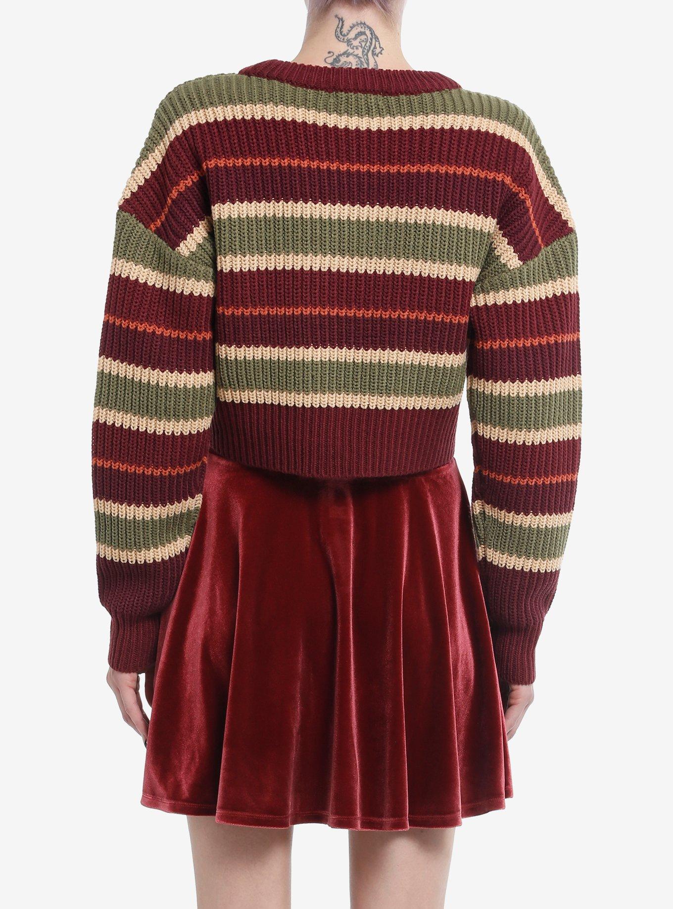 Thorn & Fable Autumn Maroon Girls Crop Knit Sweater