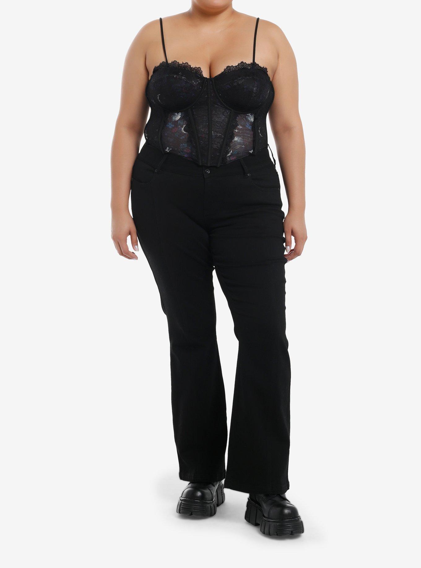 Thorn & Fable Floral Celestial Lace Girls Corset Top Plus Size, , hi-res