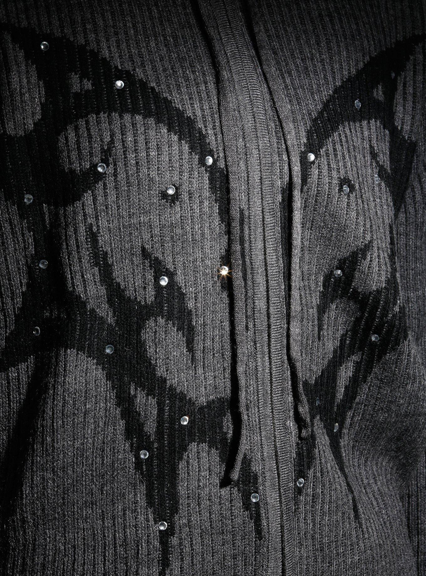 Social Collision Black & Grey Ombre Heart Rhinestone Girls Hoodie, BLACK, alternate