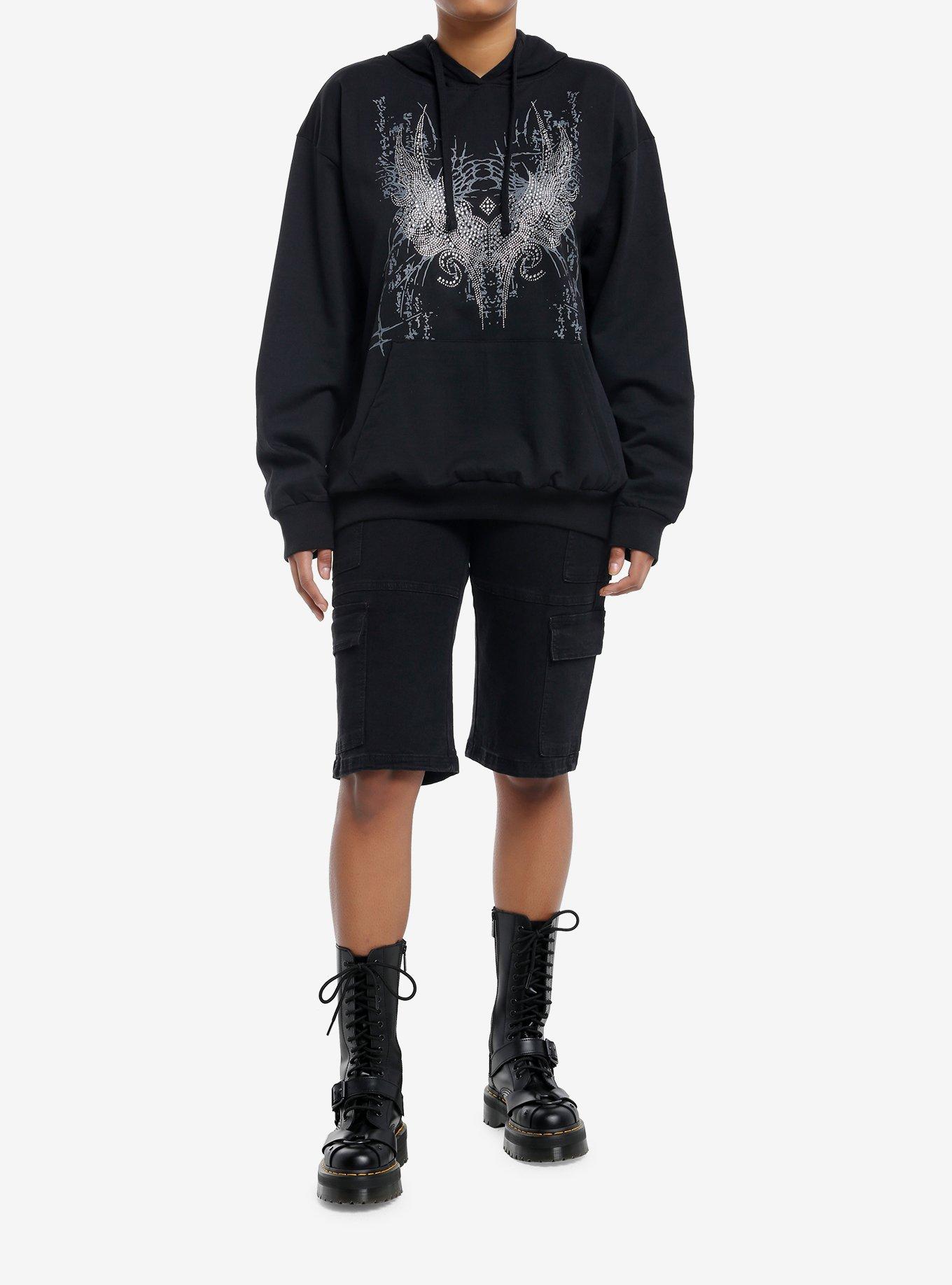 Winged Heart Rhinestone Girls Hoodie, , hi-res