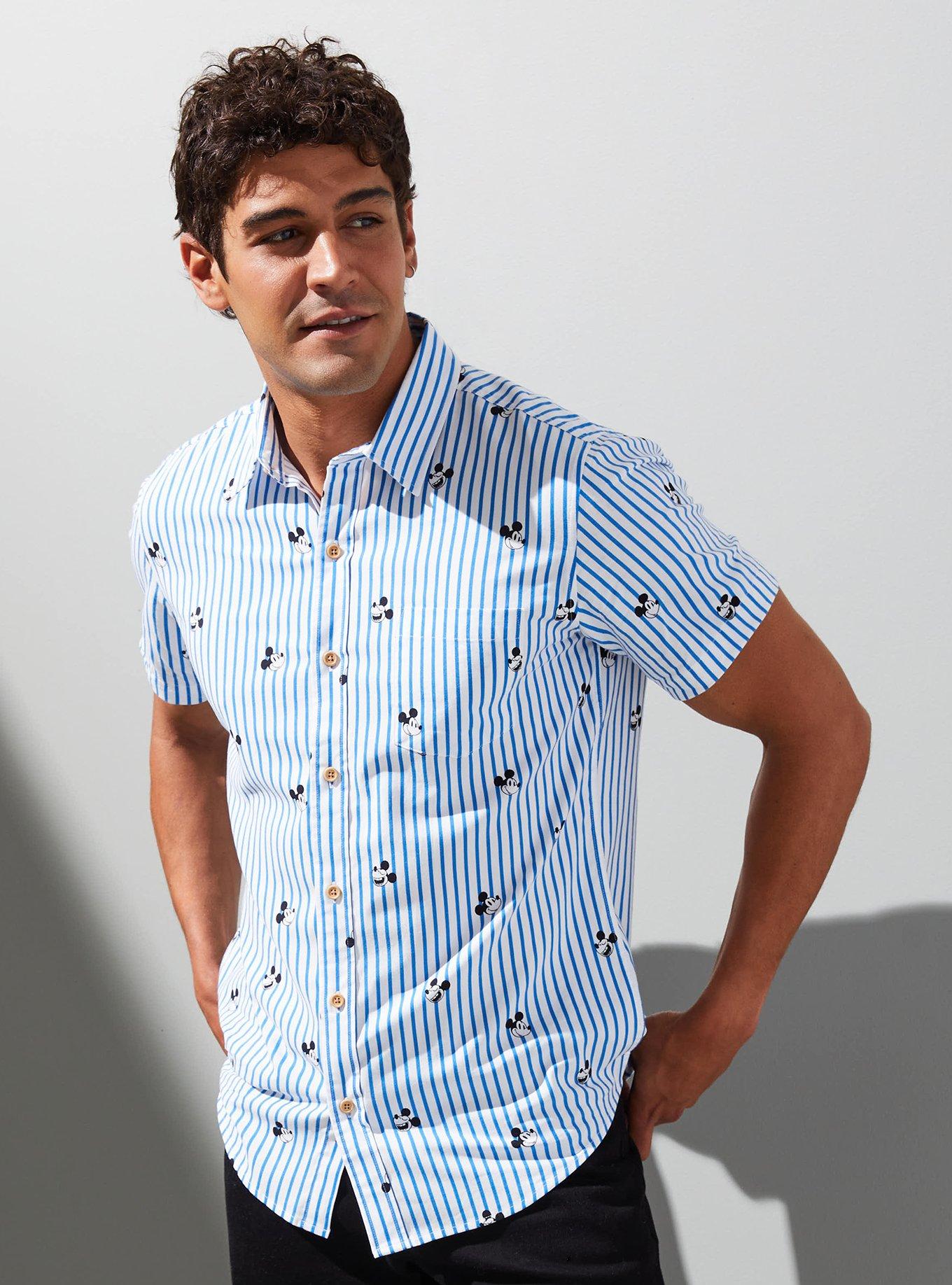 Disney Mickey Mouse Allover Print Striped Woven Button-Up, MULTI, alternate