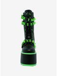 YRU Black & Neon Green Spiked Trance Platform Boots, MULTI, alternate