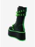 YRU Black & Neon Green Spiked Trance Platform Boots, MULTI, alternate