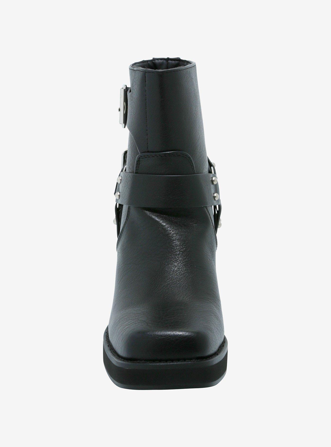 Azalea Wang Black Motorcycle Heeled Boots, MULTI, alternate