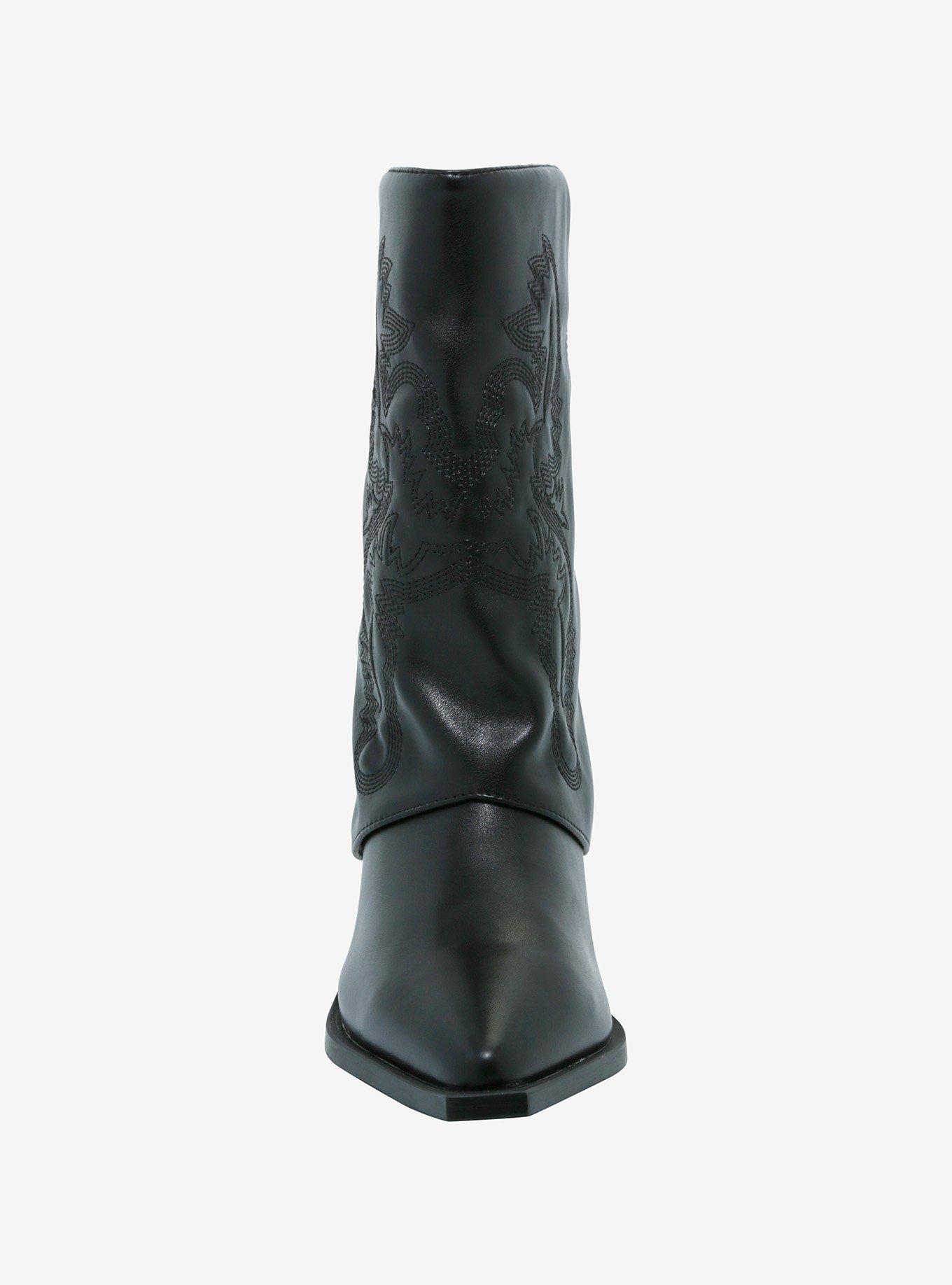 Azalea Wang Black Foldover Western Boots, MULTI, alternate