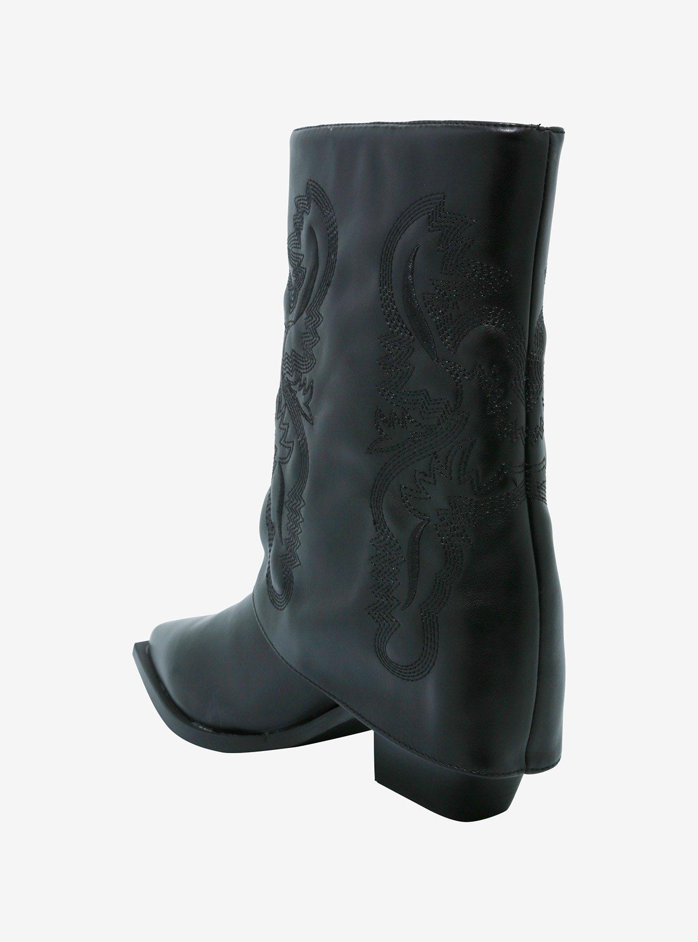 Azalea Wang Black Foldover Western Boots, MULTI, alternate