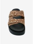 Azalea Wang Tan & Gold Grommet Platform Buckle Sandals, MULTI, alternate