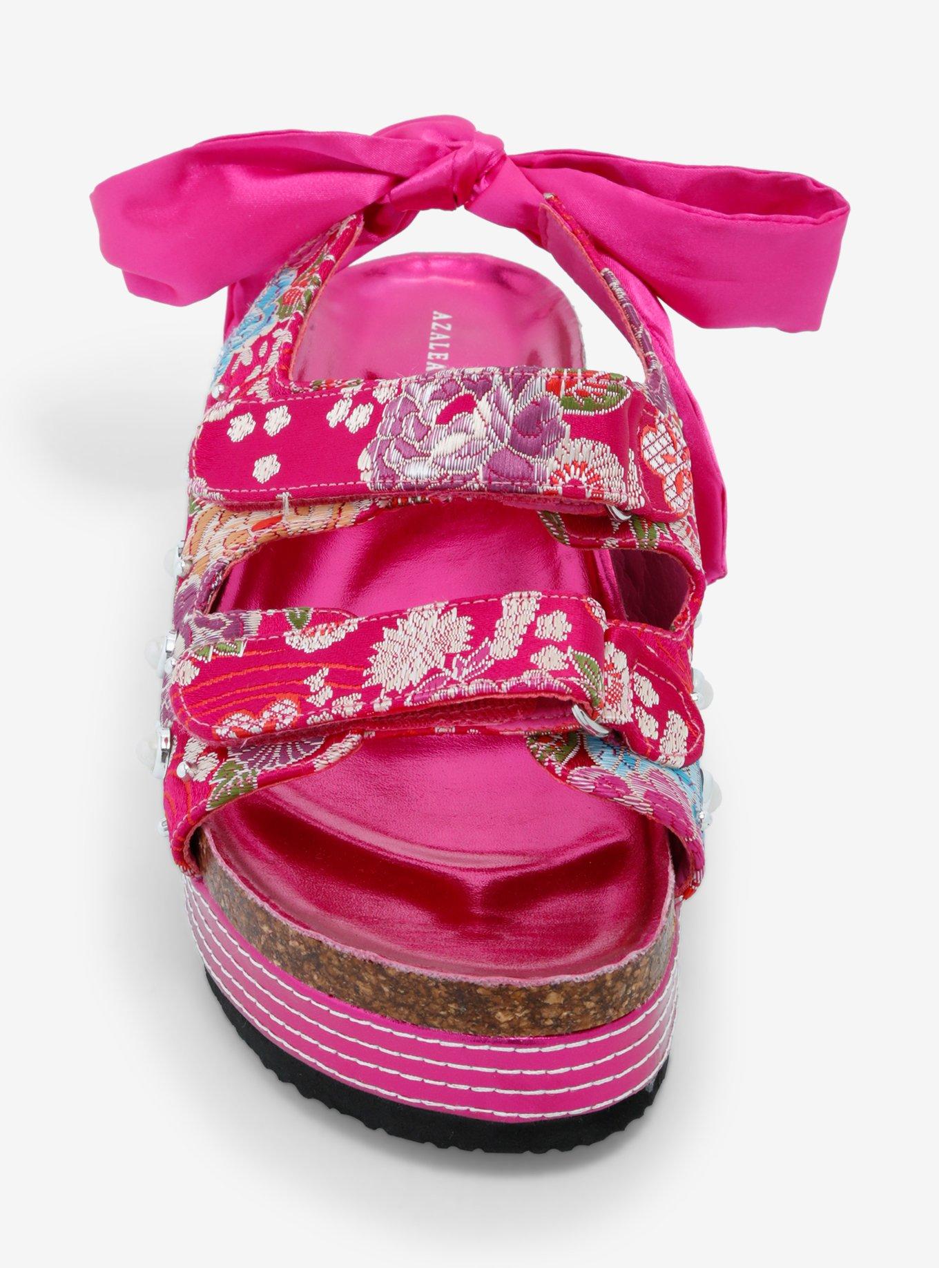 Azalea Wang Pink Mackley Floral Strap Platform Sandals, MULTI, alternate