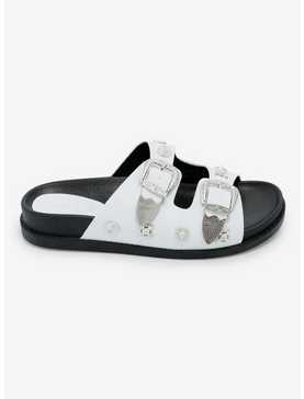 Azalea Wang Bocaraton Silver Hardware Slide Sandals, , hi-res