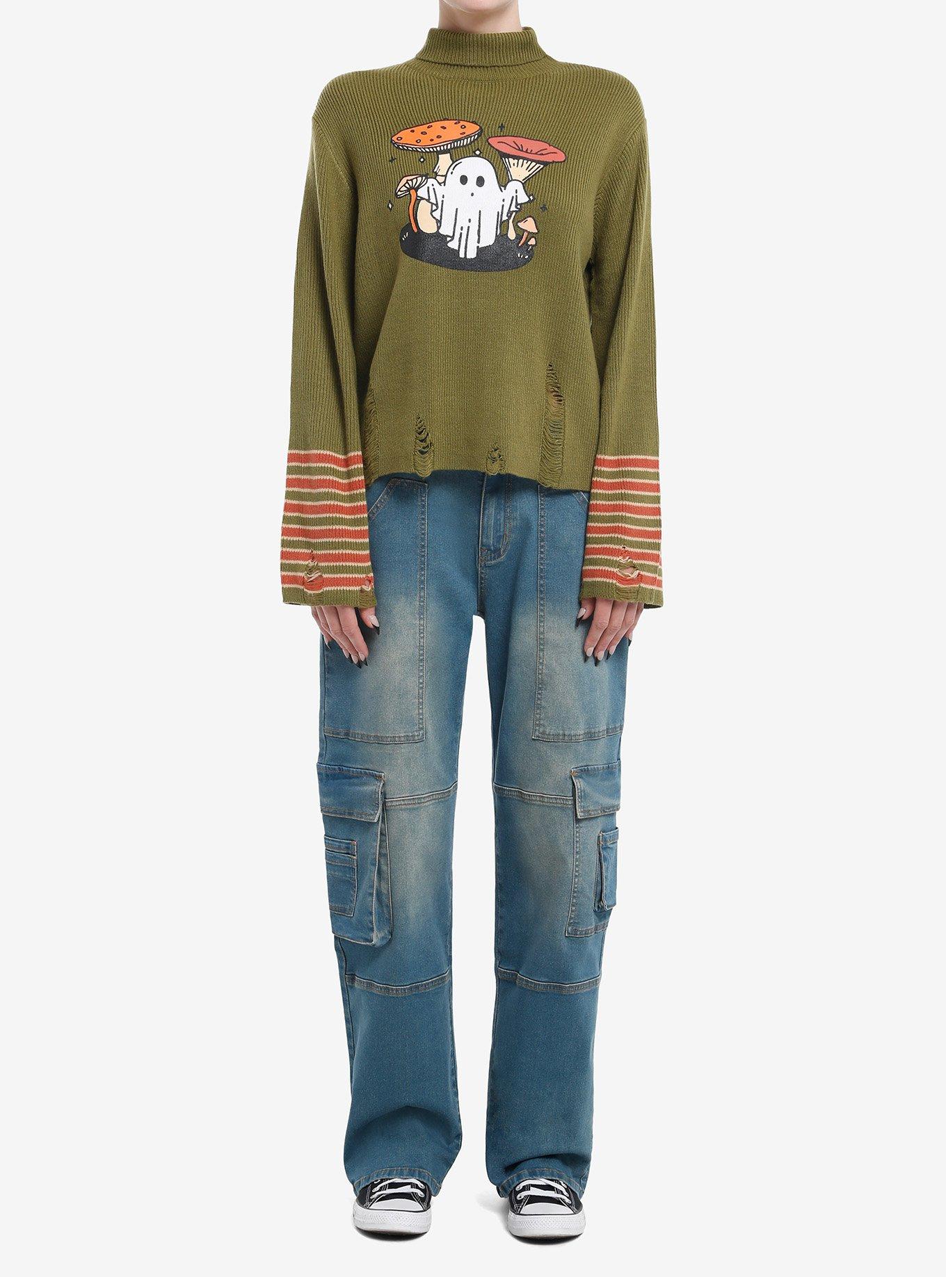 Thorn & Fable Ghost Mushroom Girls Turtleneck Sweater, , hi-res