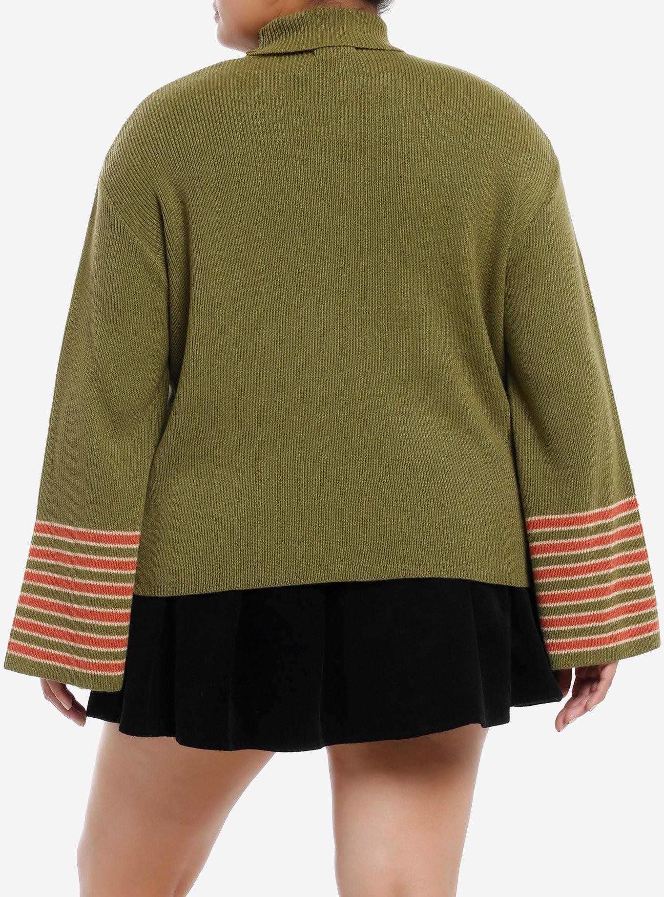 Thorn & Fable Ghost Mushroom Girls Turtleneck Sweater Plus Size, ORANGE, alternate