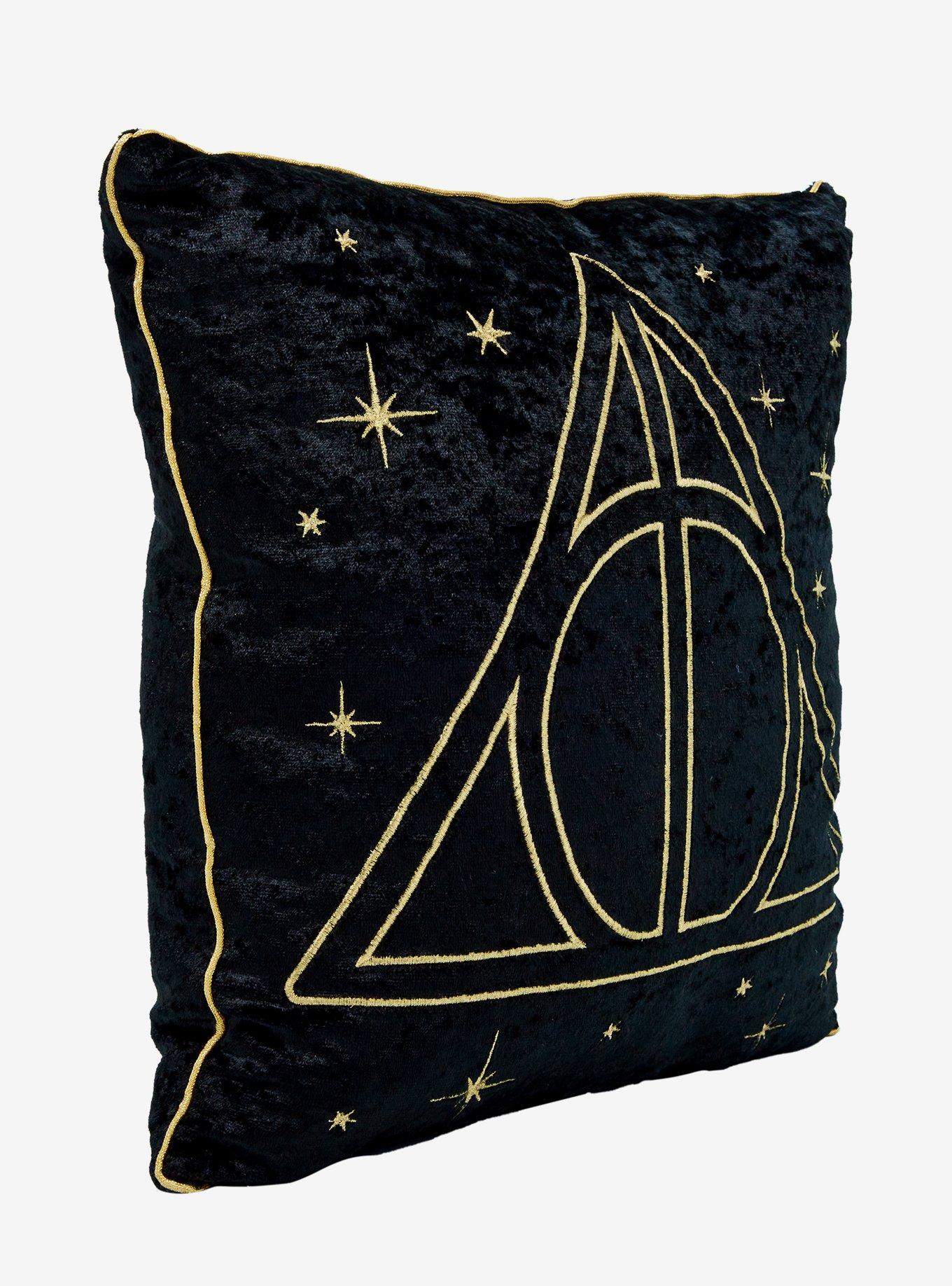 Harry Potter Deathly Hallows Gold & Velvet Pillow, , hi-res