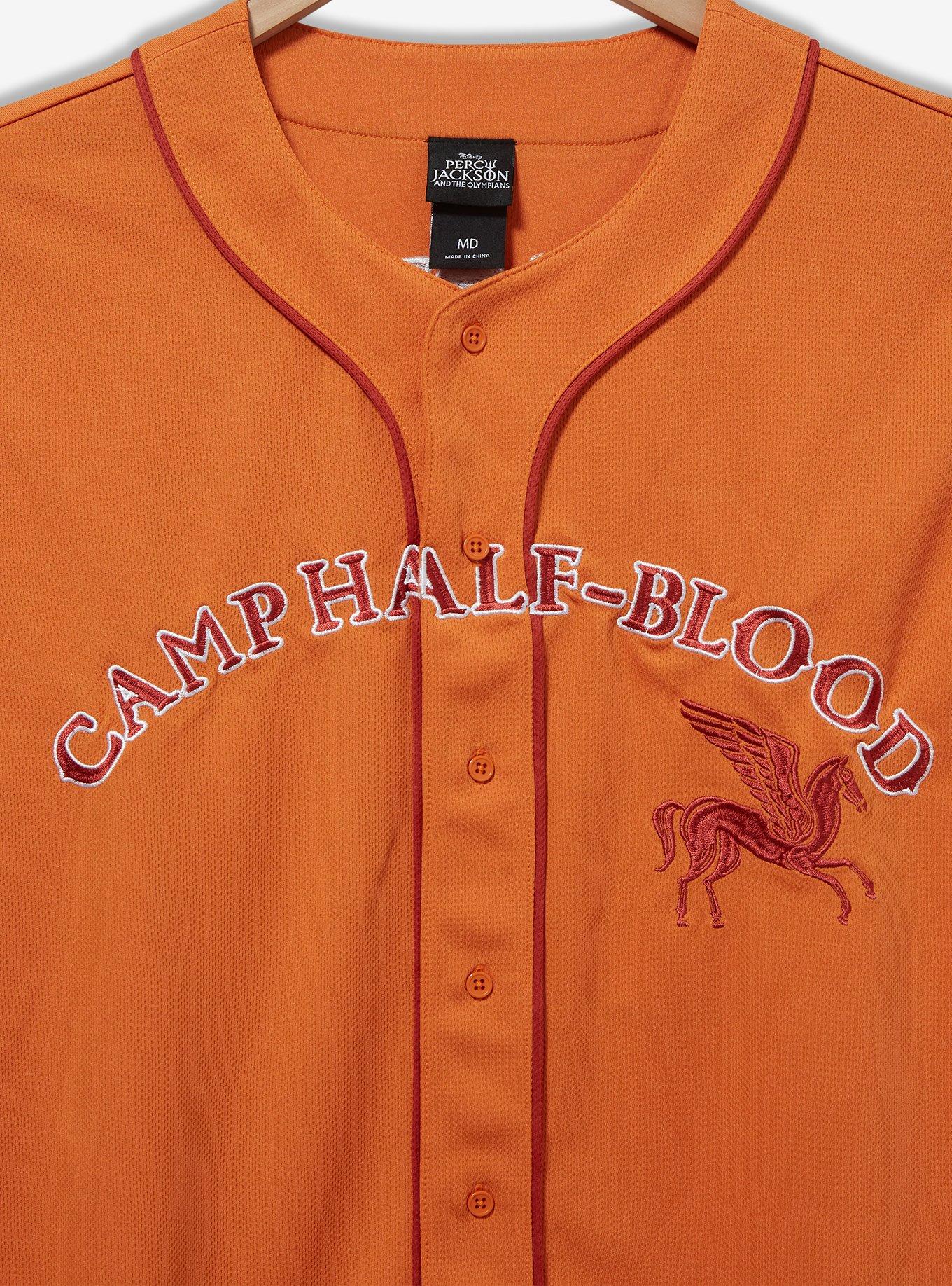 Percy Jackson and the Olympians Camp Half-Blood Baseball Jersey — BoxLunch Exclusive, ORANGE, alternate