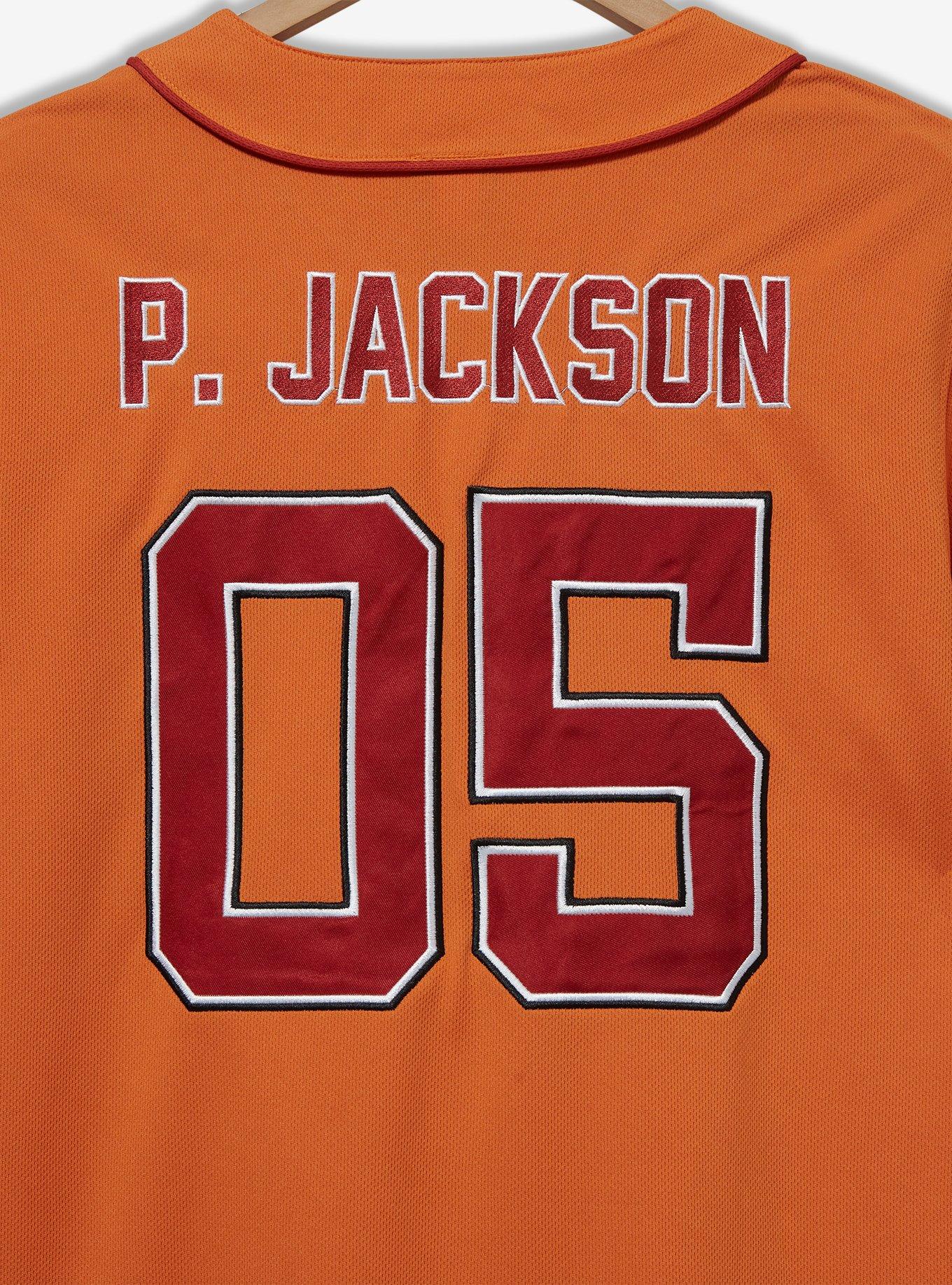 Percy Jackson and the Olympians Camp Half-Blood Baseball Jersey — BoxLunch Exclusive, ORANGE, alternate