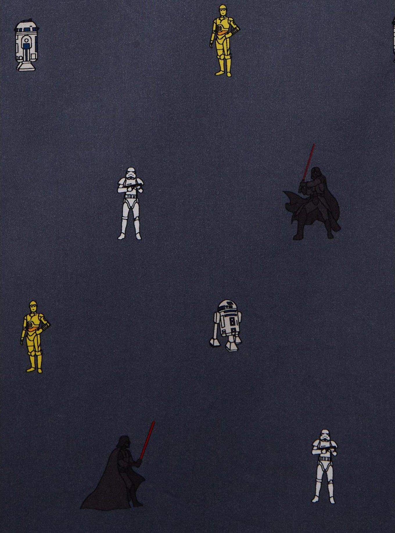 Star Wars Characters Allover Print Woven Button-Up Top - BoxLunch Exclusive, GREY, alternate