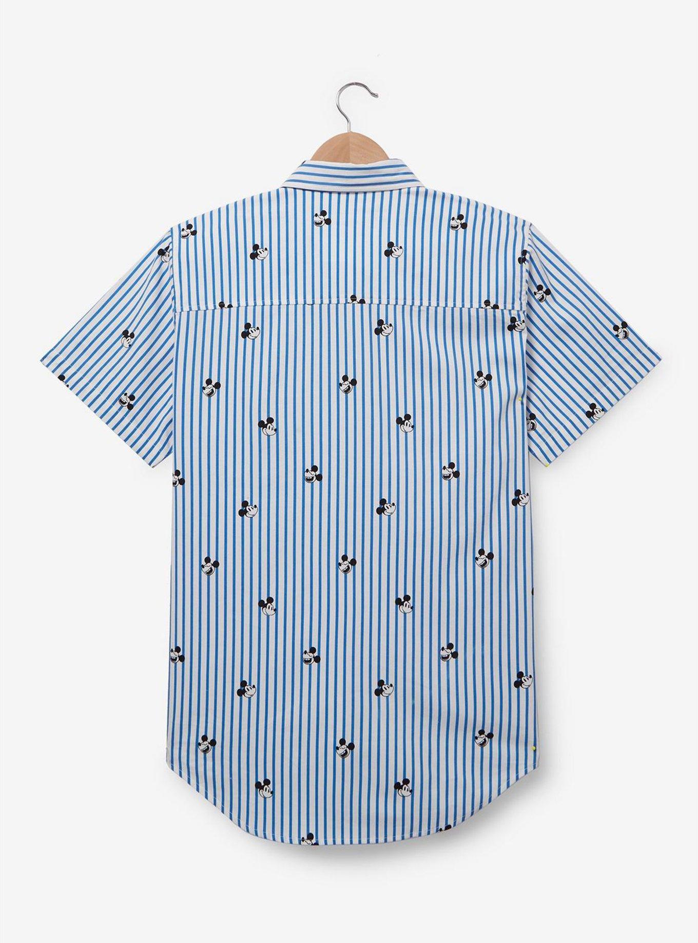 Disney Mickey Mouse Allover Print Striped Woven Button-Up - BoxLunch Exclusive, BLUE, alternate